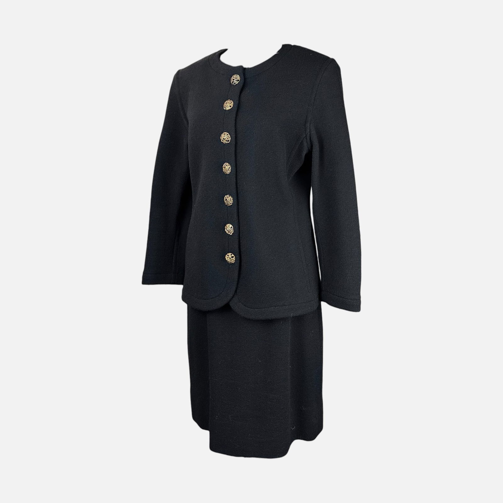 Yves Saint Laurent Rive Gauche Black Wool Skirt Suit Set (1 of 4)