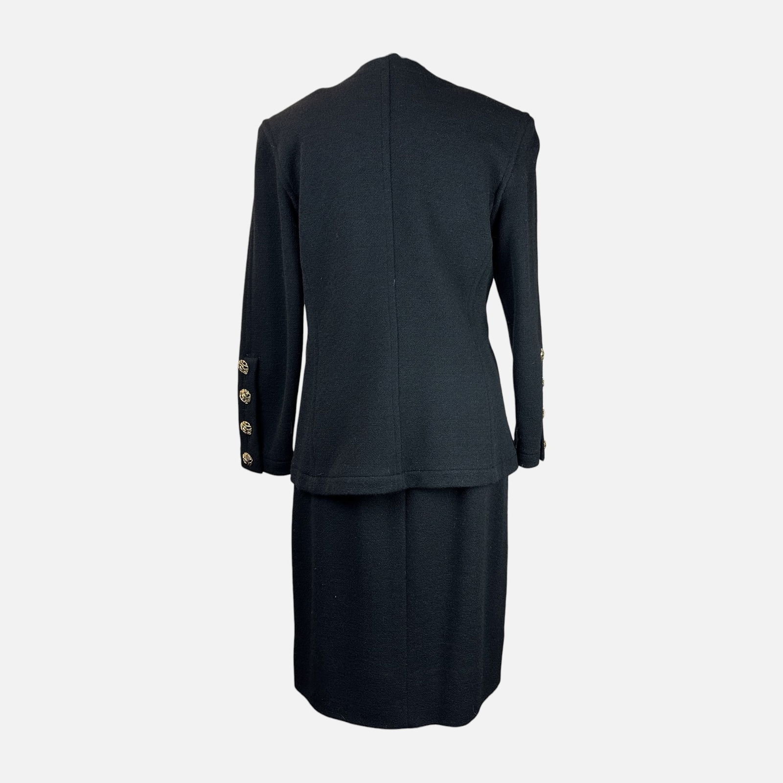 Yves Saint Laurent Rive Gauche Black Wool Skirt Suit Set - 2