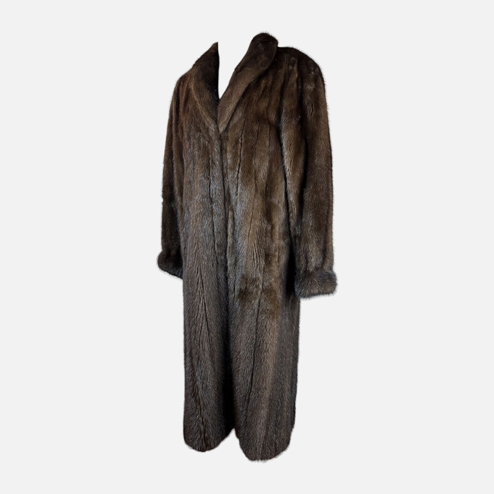 Rosendorf Evans Full-Length Dark Brown Fur Coat Classic Silhouette (1 of 3)
