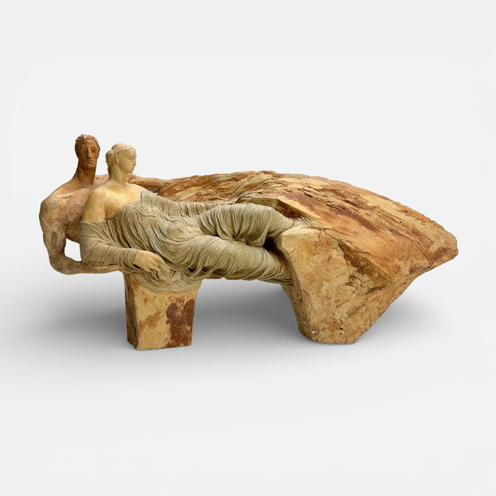 Paolo Borghi "Erosione Impossibile" Polychrome-Painted Terracotta Sculpture: Paolo Borghi (Italian, b. 1942), Erosione Impossibile, terracotta and polychrome sculpture. Purchased Galleria Contini, Venice. Very good condition as shown, with no apparent breaks, chips, or repairs