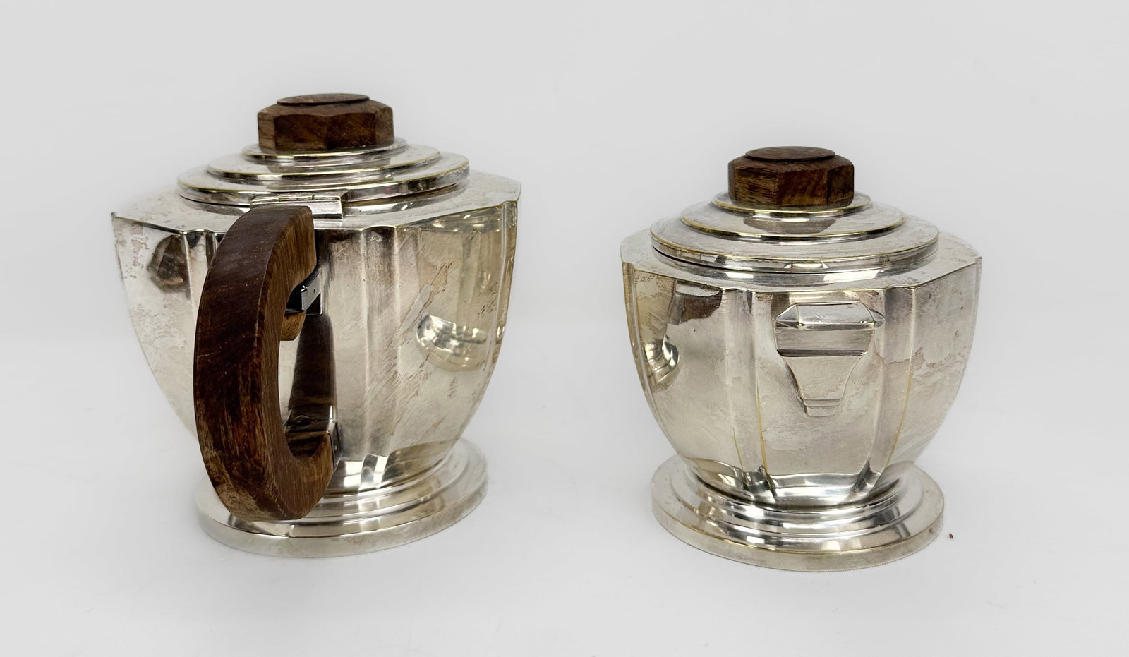 French Art Deco Silver Plate and Rosewood Tea & Coffee Service Set - 13