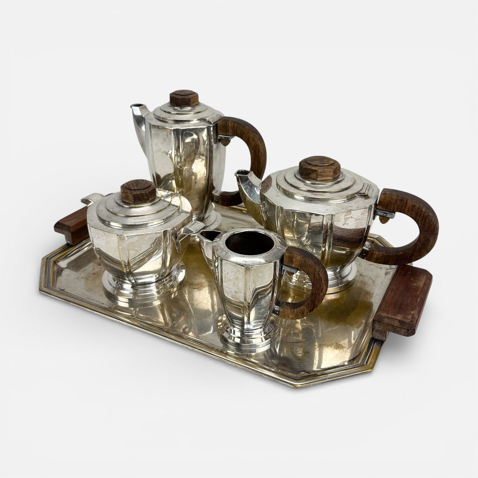 French Art Deco Silver Plate and Rosewood Tea & Coffee Service Set (1 of 16)