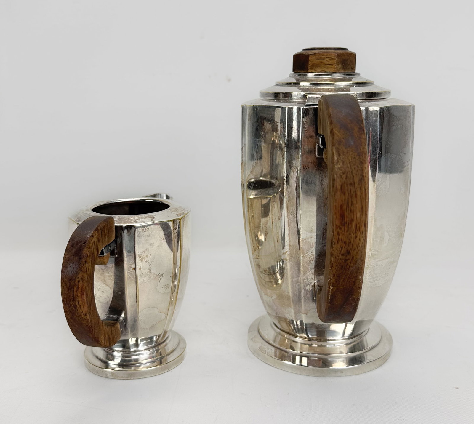 French Art Deco Silver Plate and Rosewood Tea & Coffee Service Set - 6