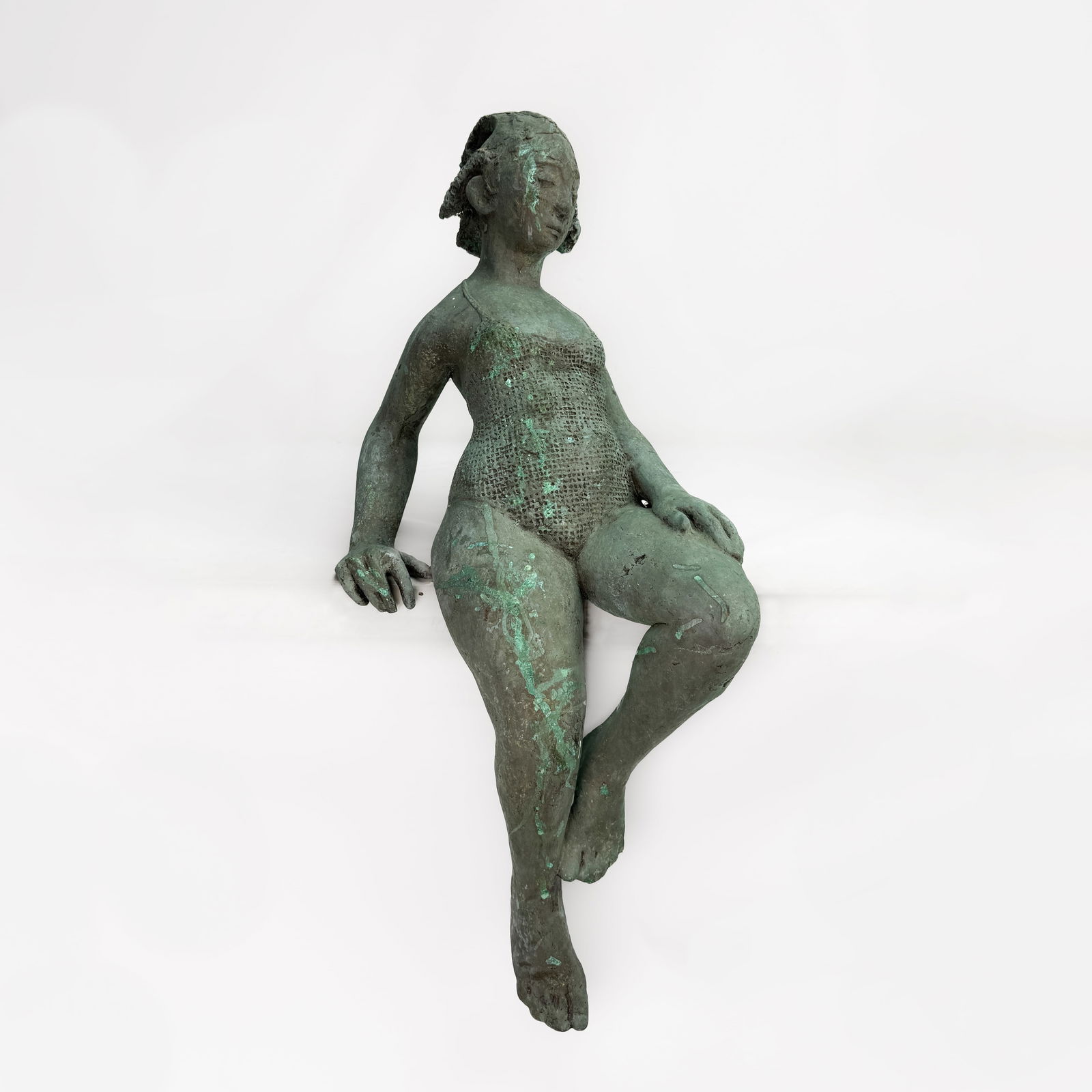 Kahlil Gibran "Woman Bather" Bronze Brutalist Sculpture: Kahlil G. Gibran (American, 1922-2008), Woman Bather, signed as shown. Commissioned directly from the artist. Good, with shown oxidization. A cousin to the famed author Gibran Kahlil Gibran.For shippi