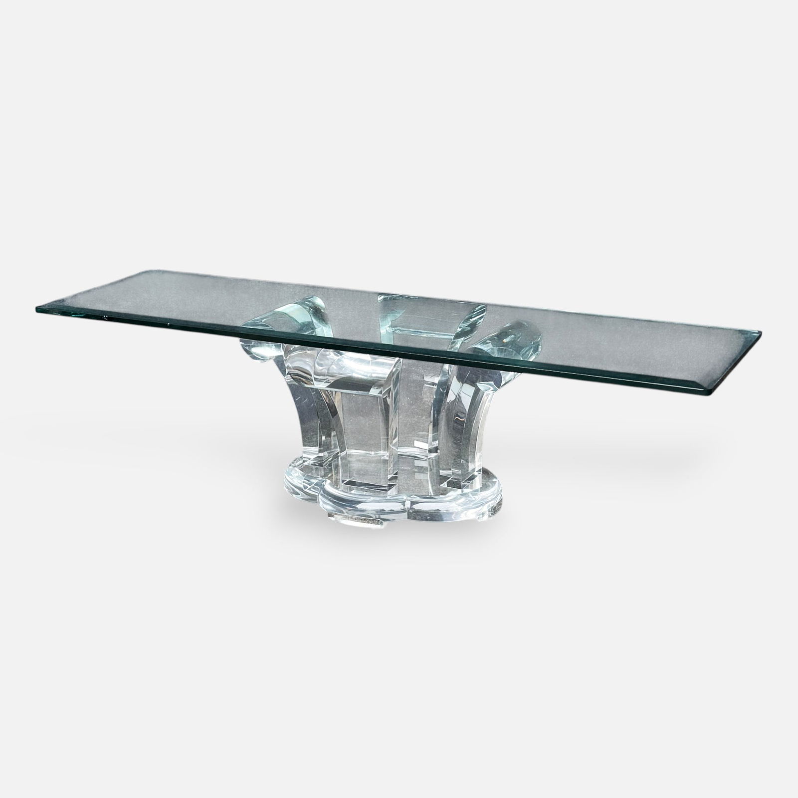 Signed & Dated Modernist Acrylic & Glass Prince of Wales Feather Design Coffee Table (1 of 4)