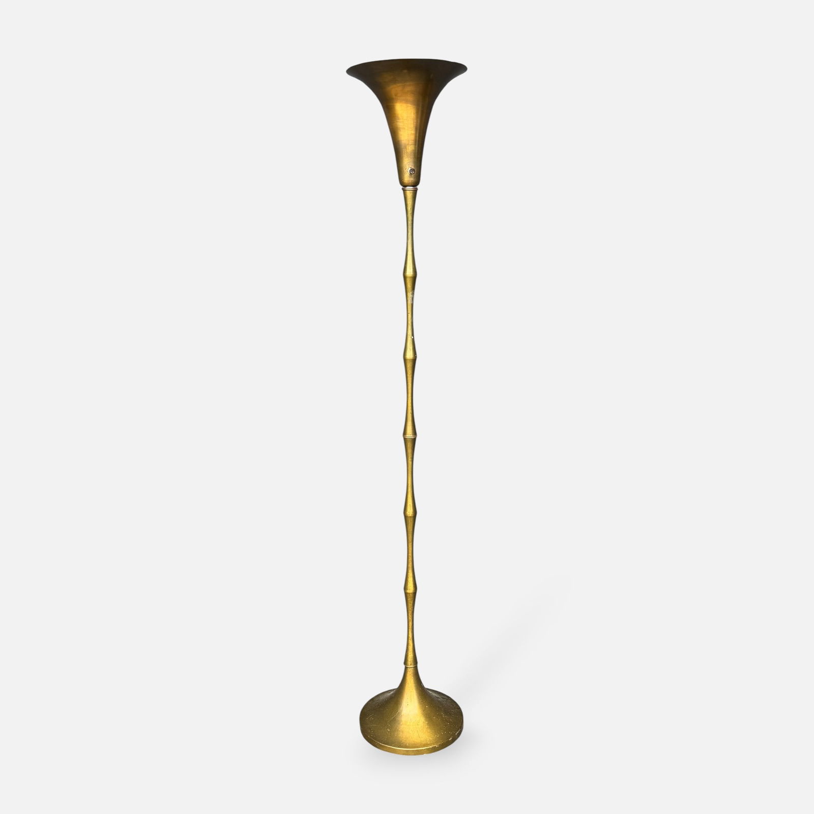 Art Deco Brass Torchiere 3-Way Floor Lamp w/Orig. Federal Ceramic Socket (1 of 7)