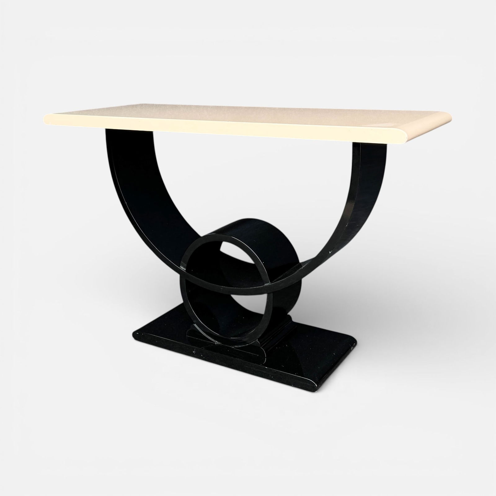 Jay Spectre Modernist Black & White Lacquer Wood MCM Console Table After Deskey (1 of 7)