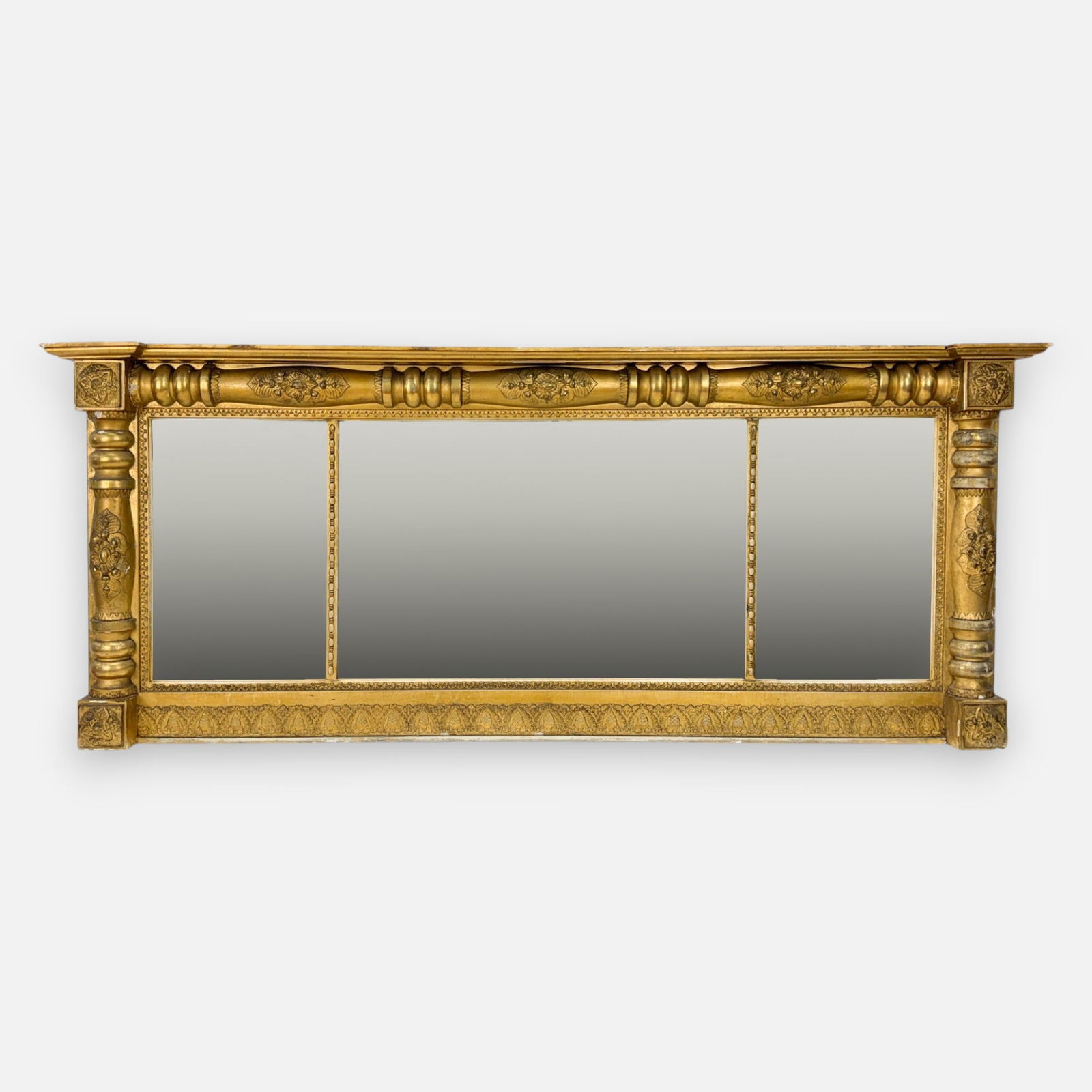 Antique American Federal Gilt Wood Over Mantel Mirror (1 of 7)