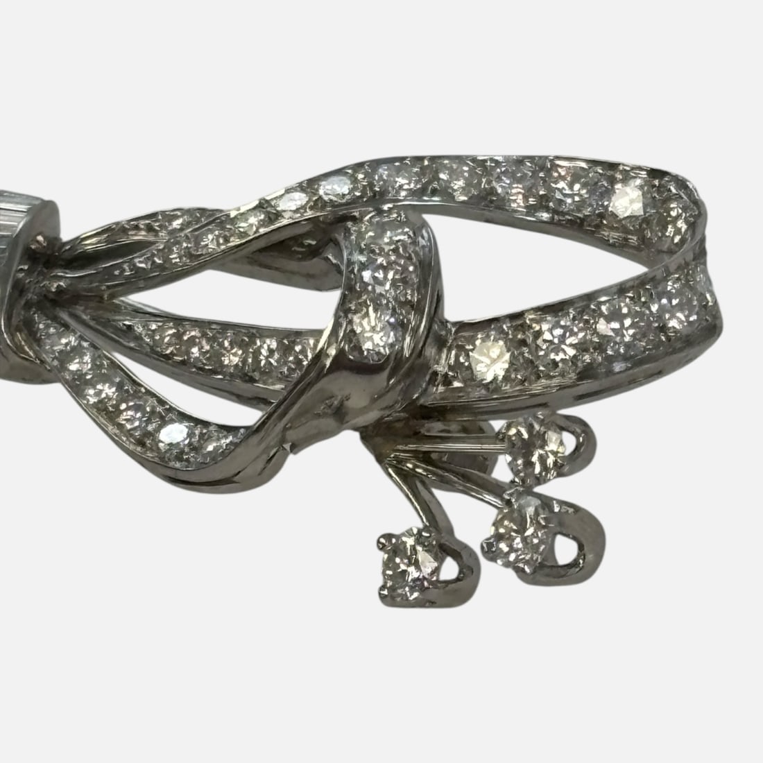 Vintage 18K White Gold & Diamond Pendant 2.8K VS-F - 5