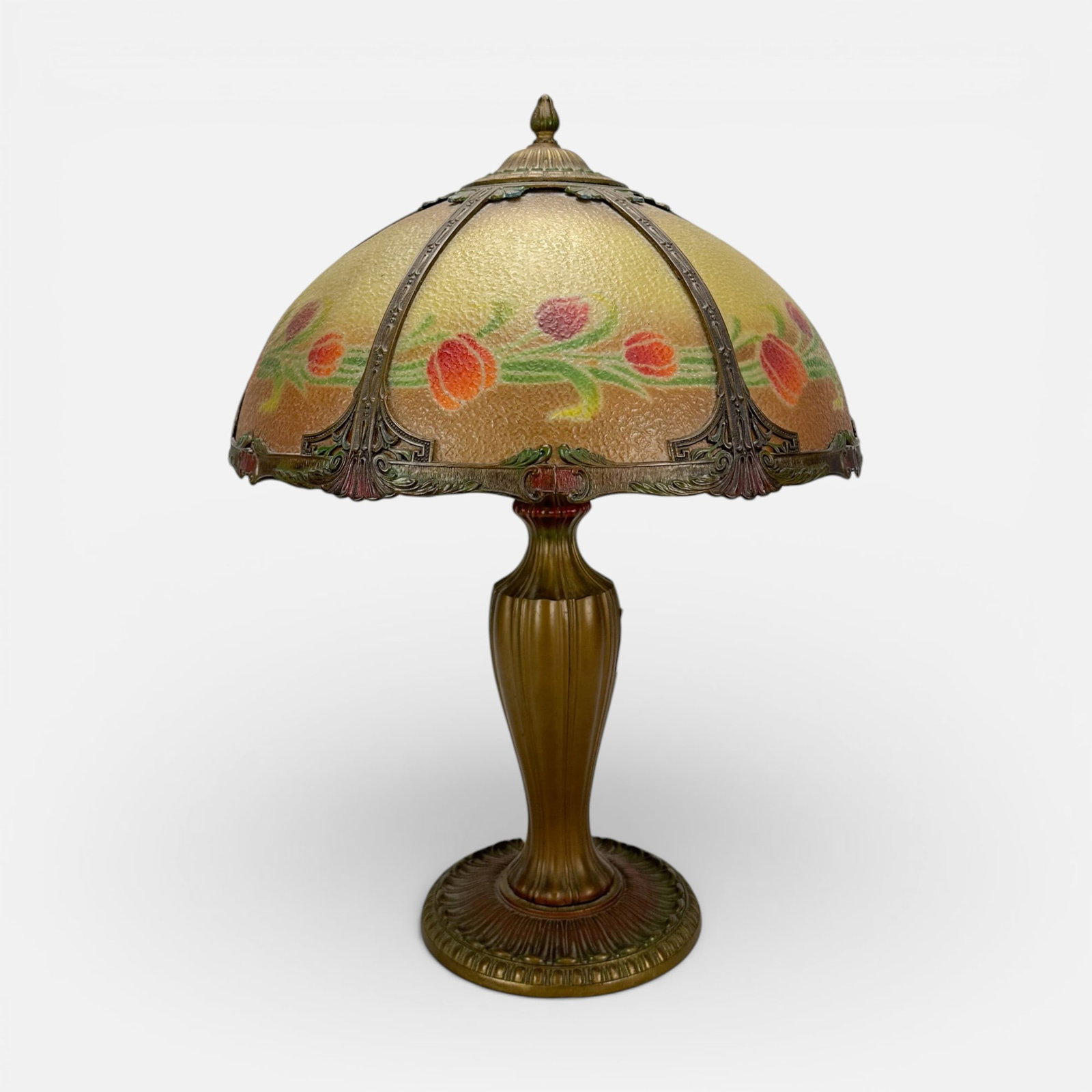 Bradley Hubbard Style Arts & Crafts Reverse Painted Glass Table Lamp (1 of 14)