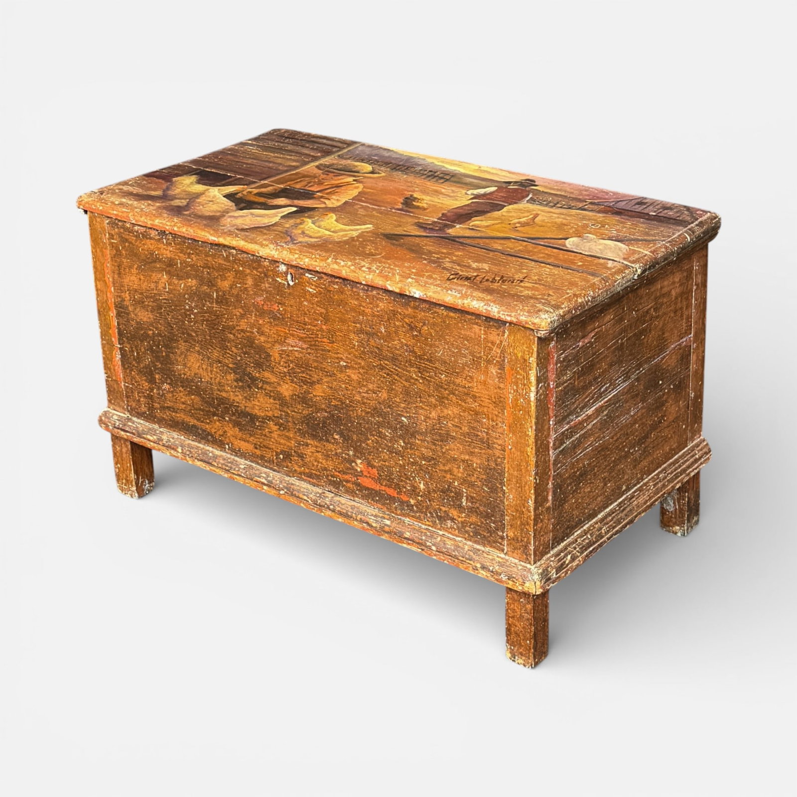 Original Ginet Leblond Painted Wood Lift-Top Storage Trunk (1 of 12)