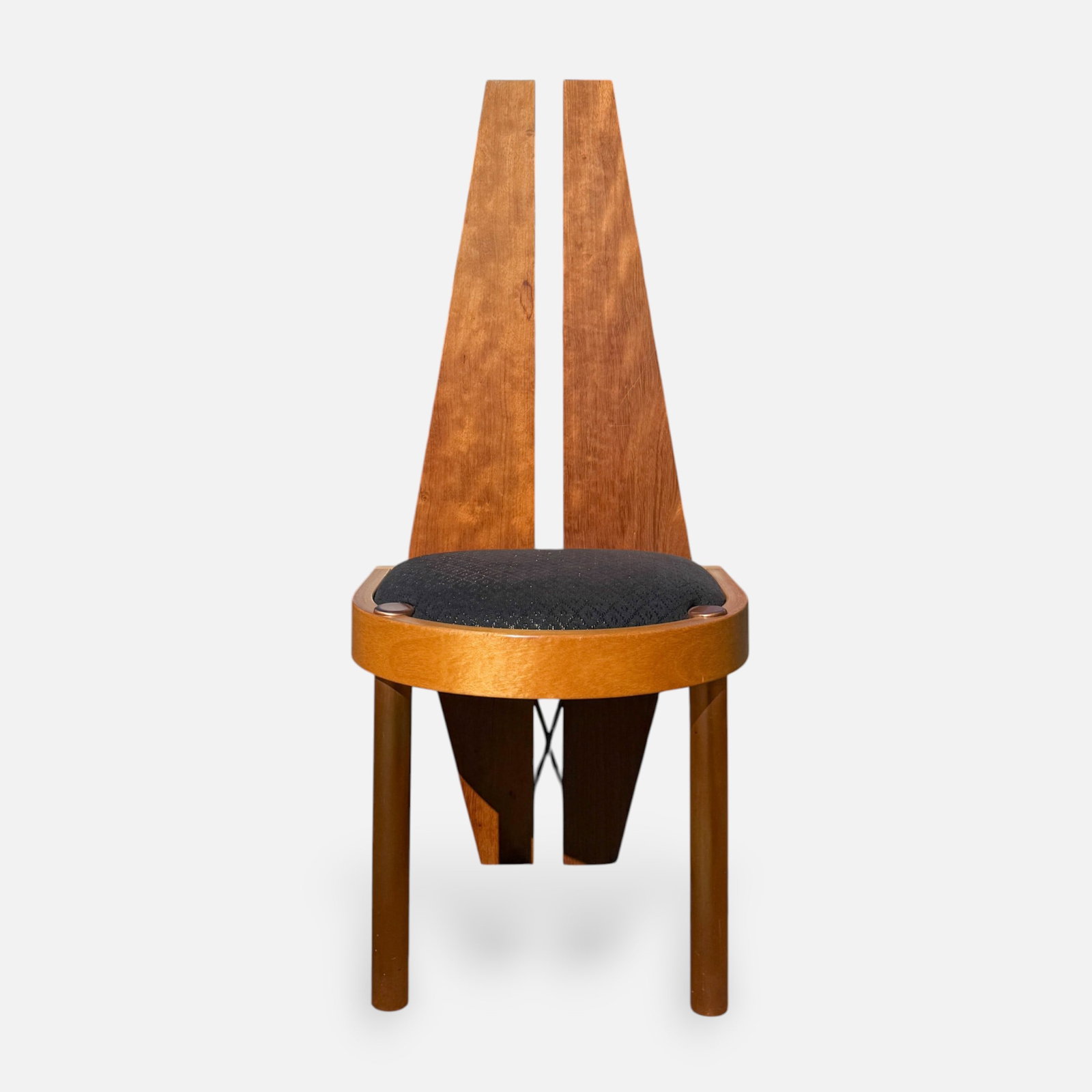 Artist Signed "Ini" Memphis Style Bench Made Exotic Hardwood Art Chair #2: Signed, dated 1992, and titled "Ini" as shown. Good conditon, with minor scuffs and scratches.For shipping, we highly recommend Donald Camden at UPS Store 4608. Alternatively, reach out to one of our