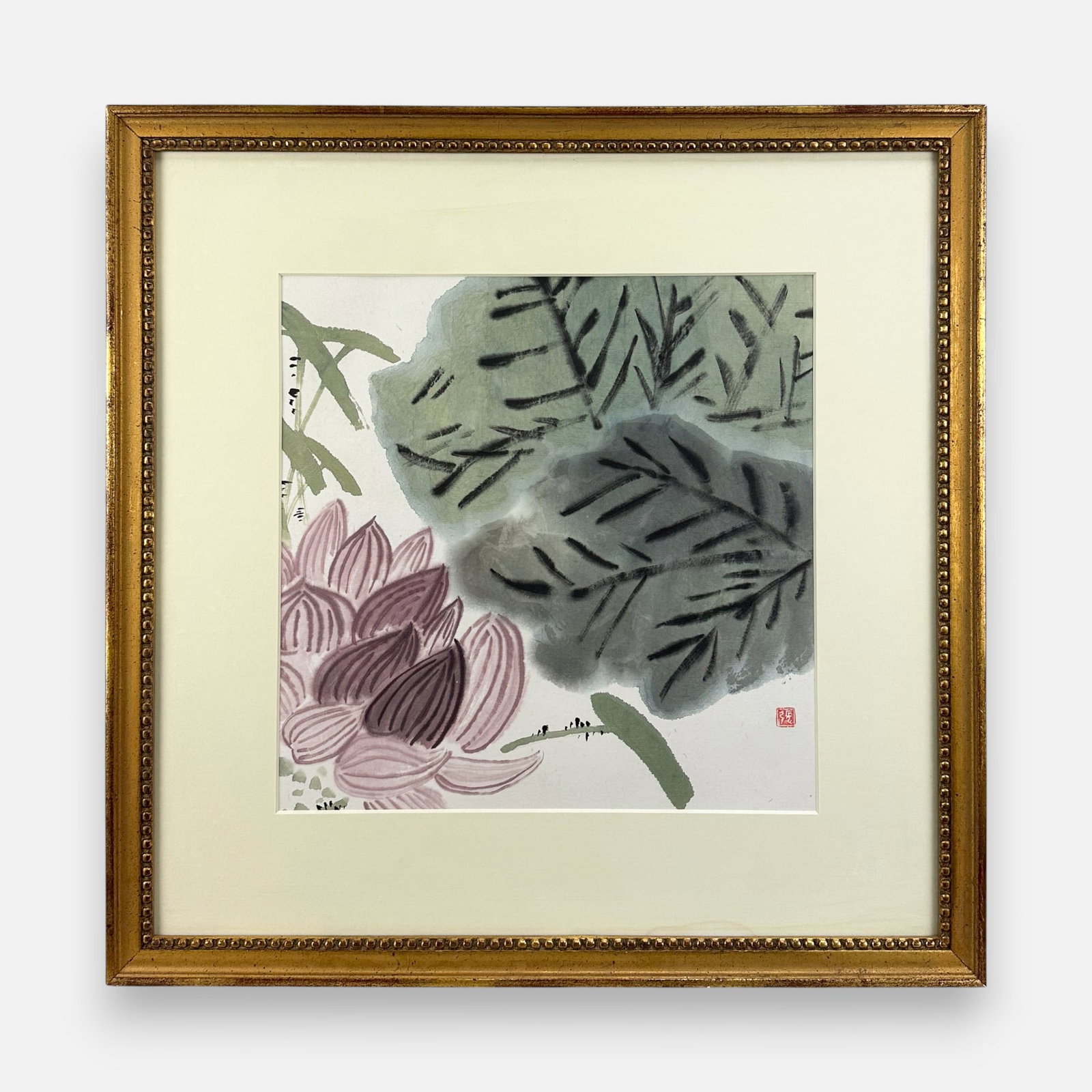 Early 20thC Chinese Ink & Color Floral Painting (1 of 5)