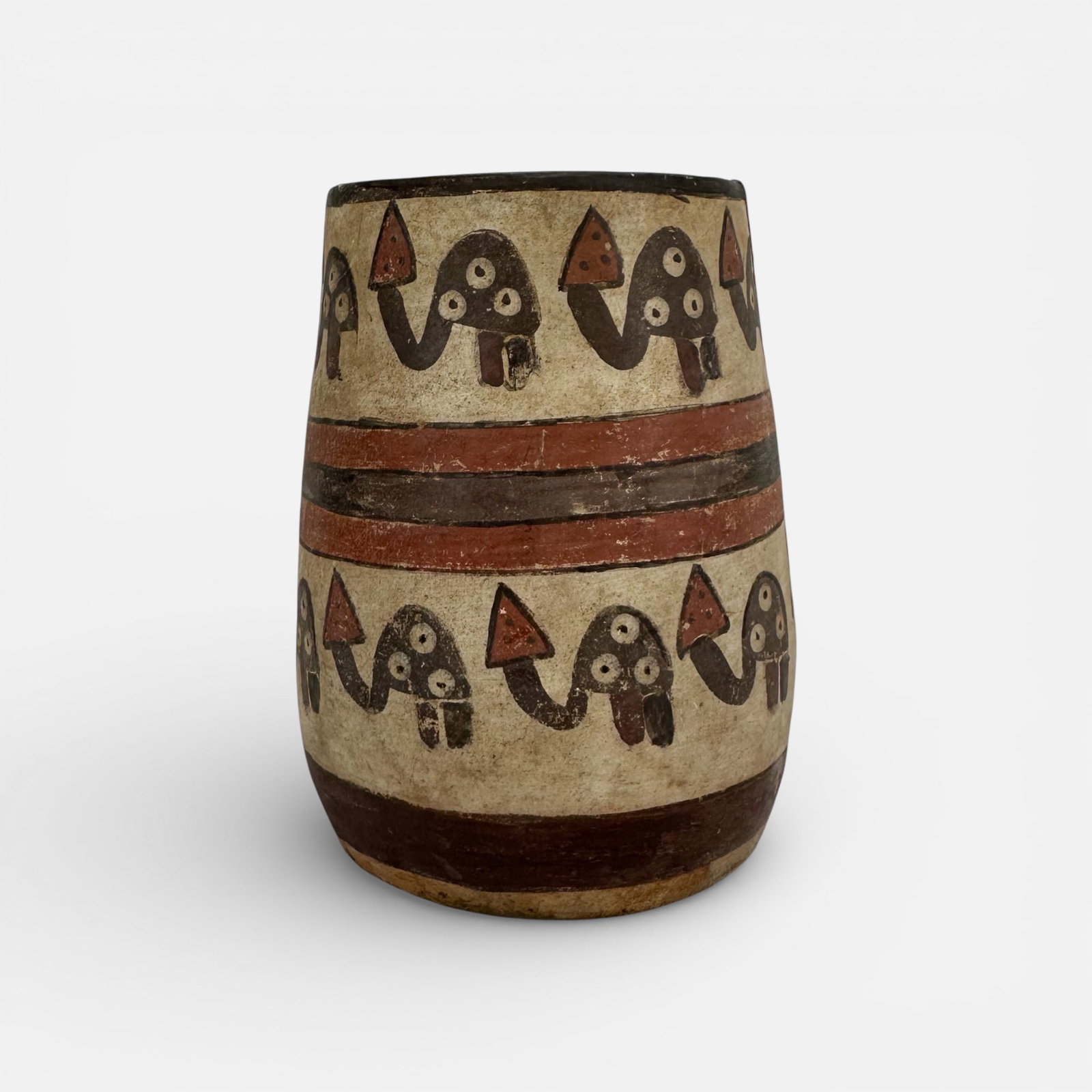 Pre-Colombian Peruvian Nazca Polychrome Pottery Beaker Vessel: See repaired cracks.For shipping, we highly recommend Donald Camden at UPS Store 4608. Alternatively, reach out to one of our preferred shippers listed at the link below or elect for LiveShipping in t