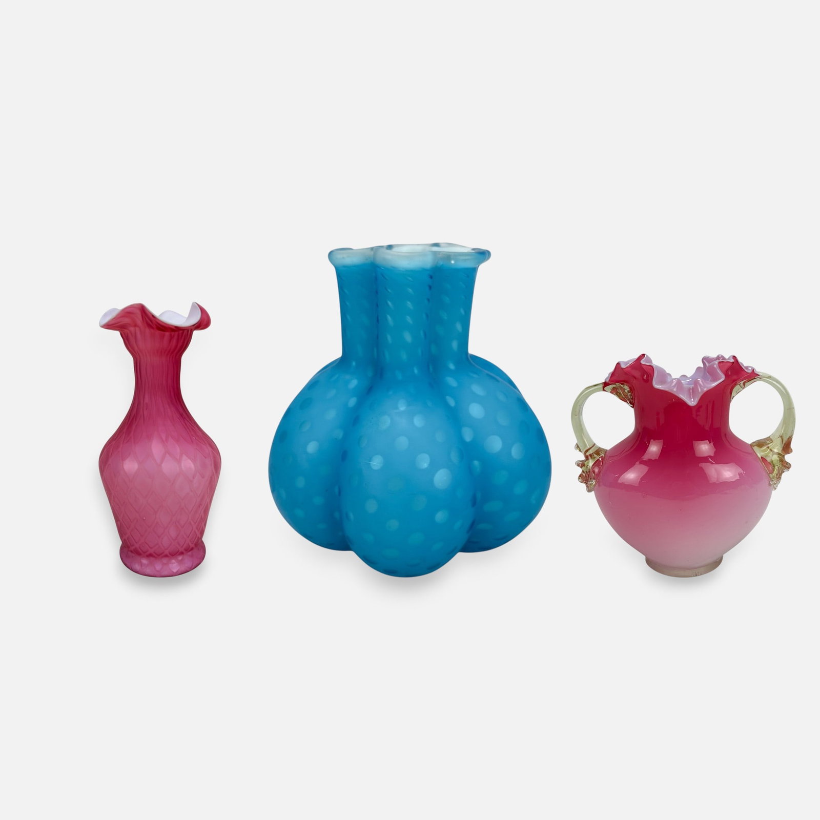 Three Antique Mount Washington Cased Art Glass Vases (1 of 20)