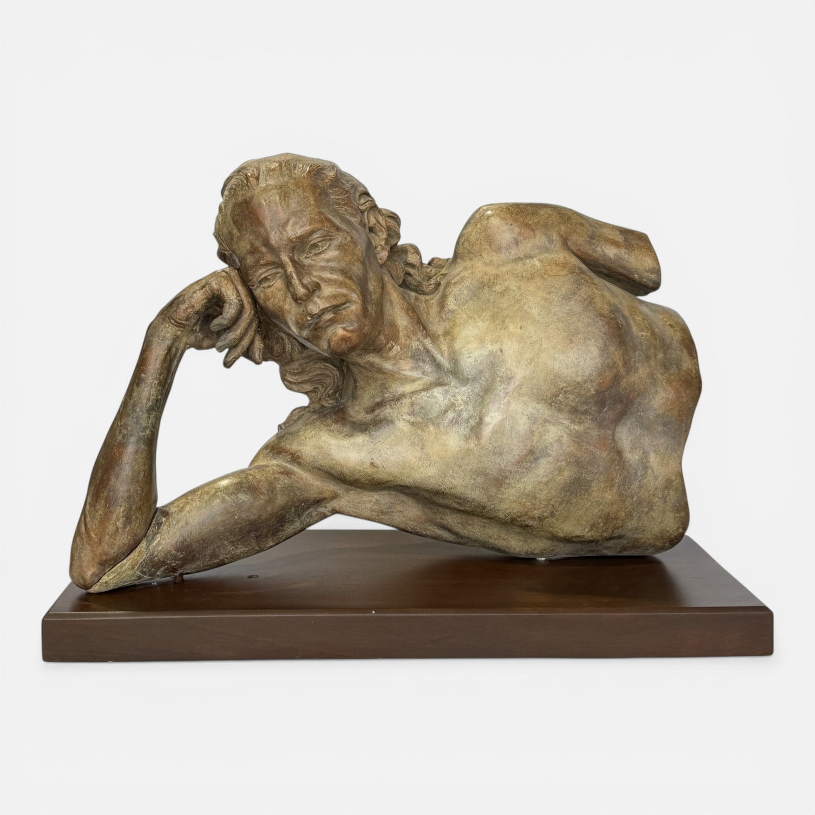 Malcolm Harlow "Sculpture of Greg" Plaster Sculpture Model w/Bronze Patina: Approx. sculpture height 21".Malcolm S. Harlow Jr. is a master stone carver and sculptor, noted for his eight-year tenure at the Washington National Cathedral. In addition to his work at the Cathedral