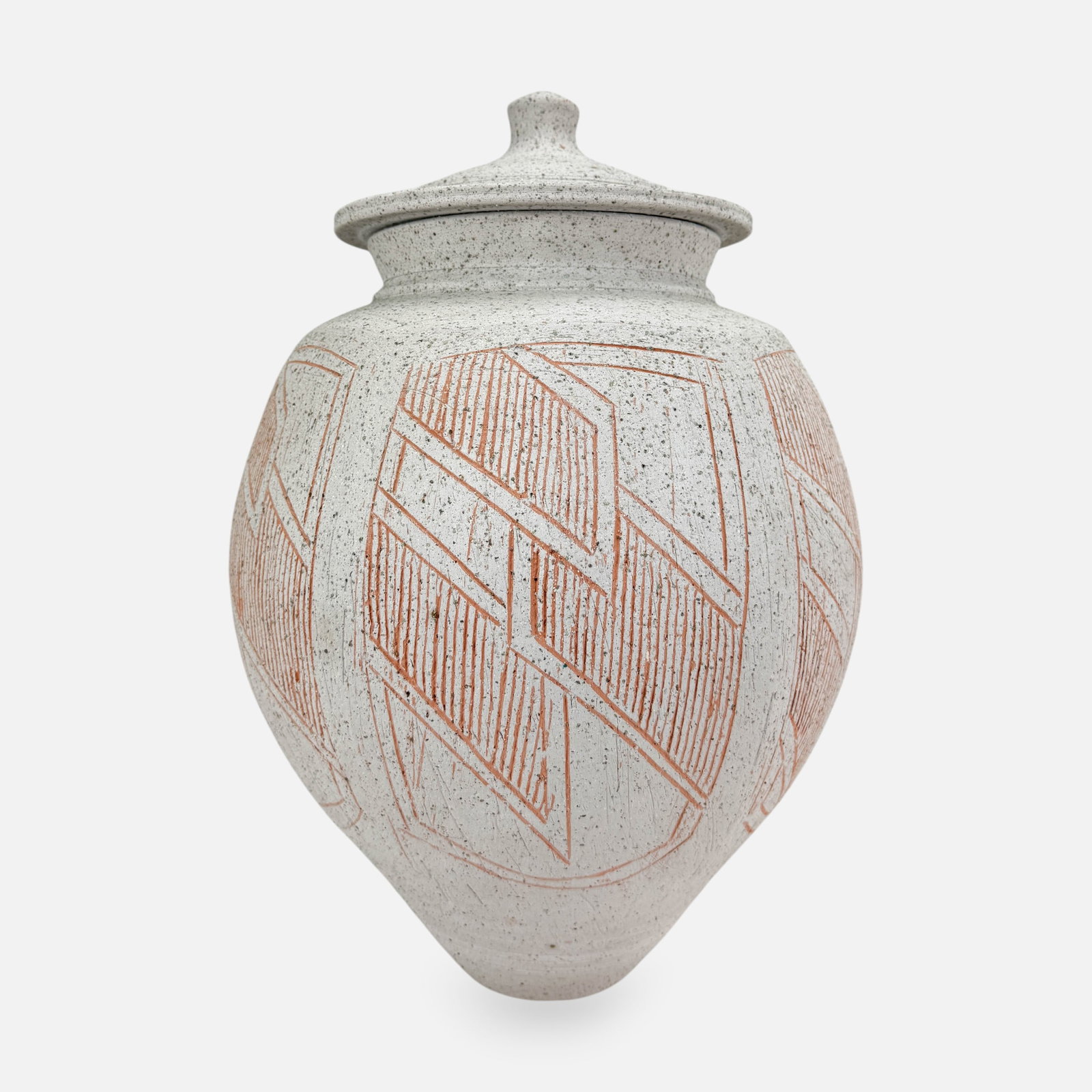 Studio Art Pottery Sgraffito Decorated Floor Vase w/Lid Oversized Jar (1 of 7)