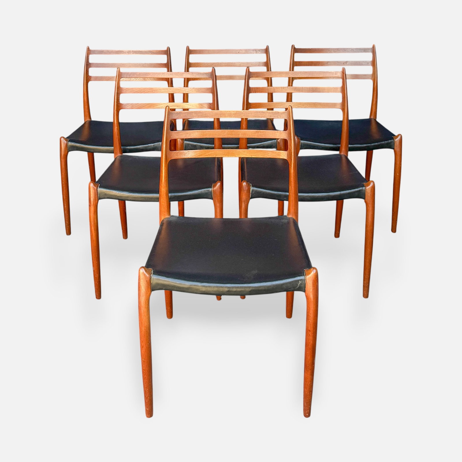 Set of Six Niels O. Moller for J.L. Moller Teak & Leather Danish MCM Dining Chairs (1 of 13)