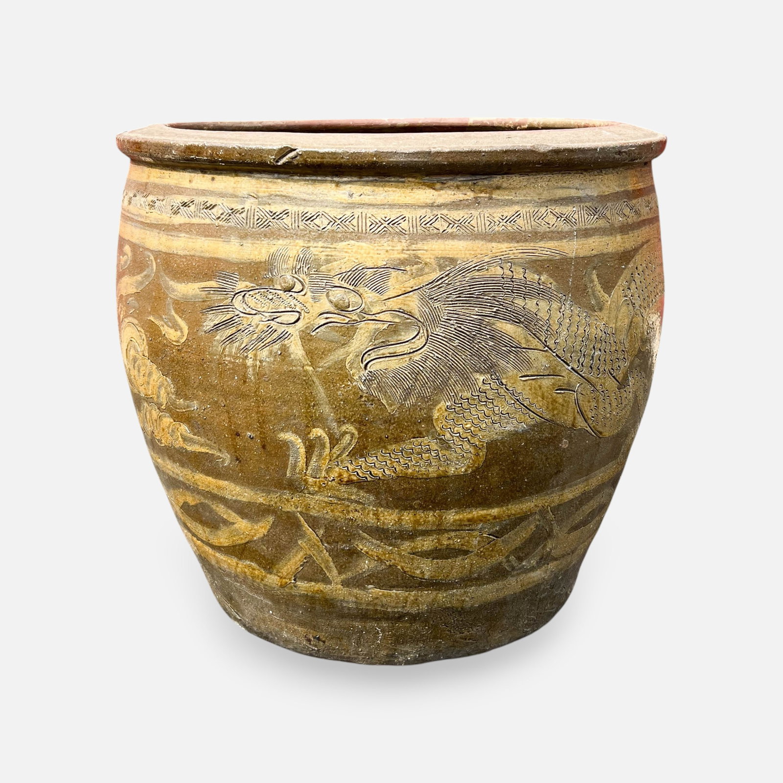 Chinese Glazed Earthenware Egg Pot Jardiniere #2: Please enlarge all photos for best idea of condition.For shipping, we highly recommend Donald Camden at UPS Store 4608. Alternatively, reach out to one of our preferred shippers listed at the link bel