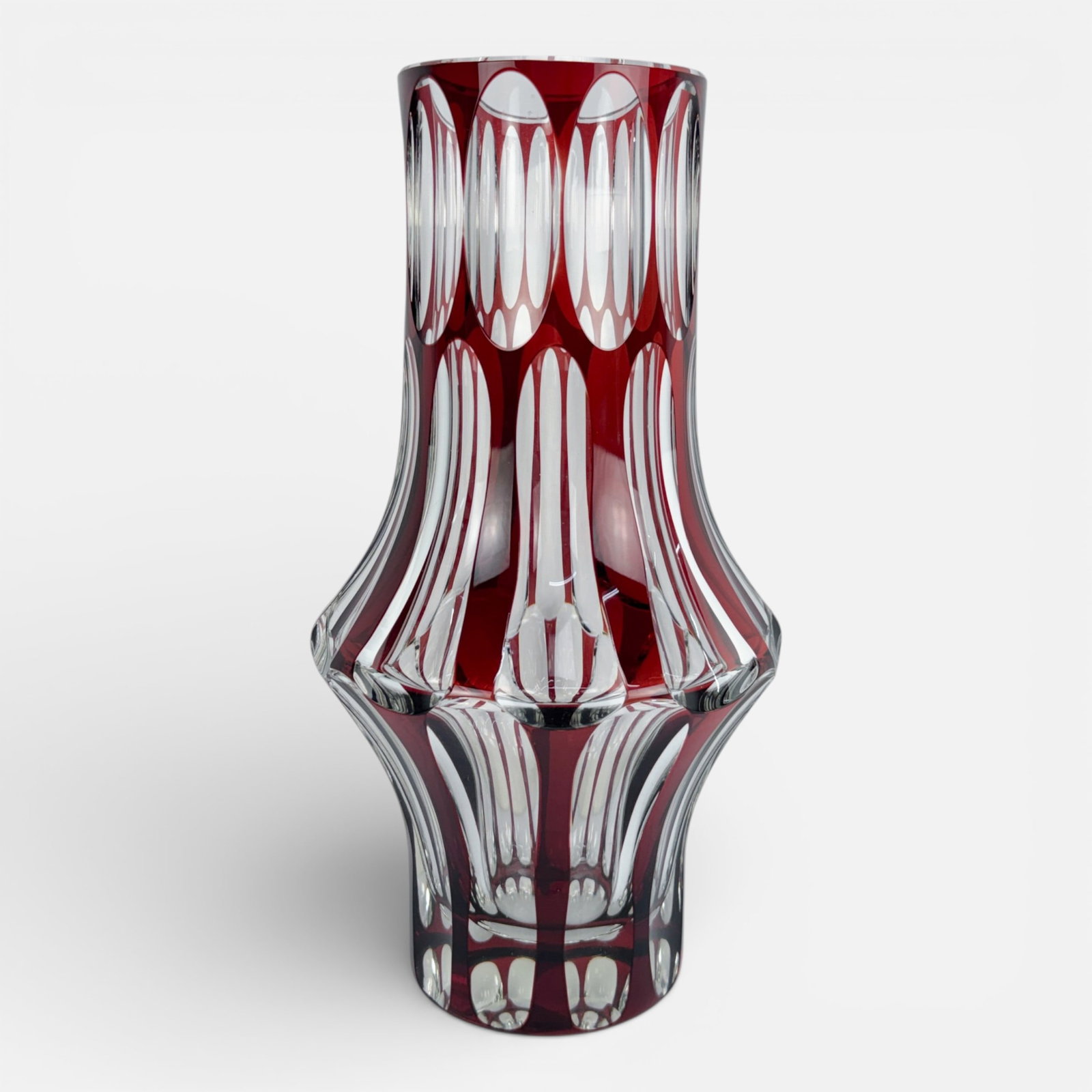 Art Deco Red Cut to Clear Art Glass Vase Secessionist Design (1 of 8)