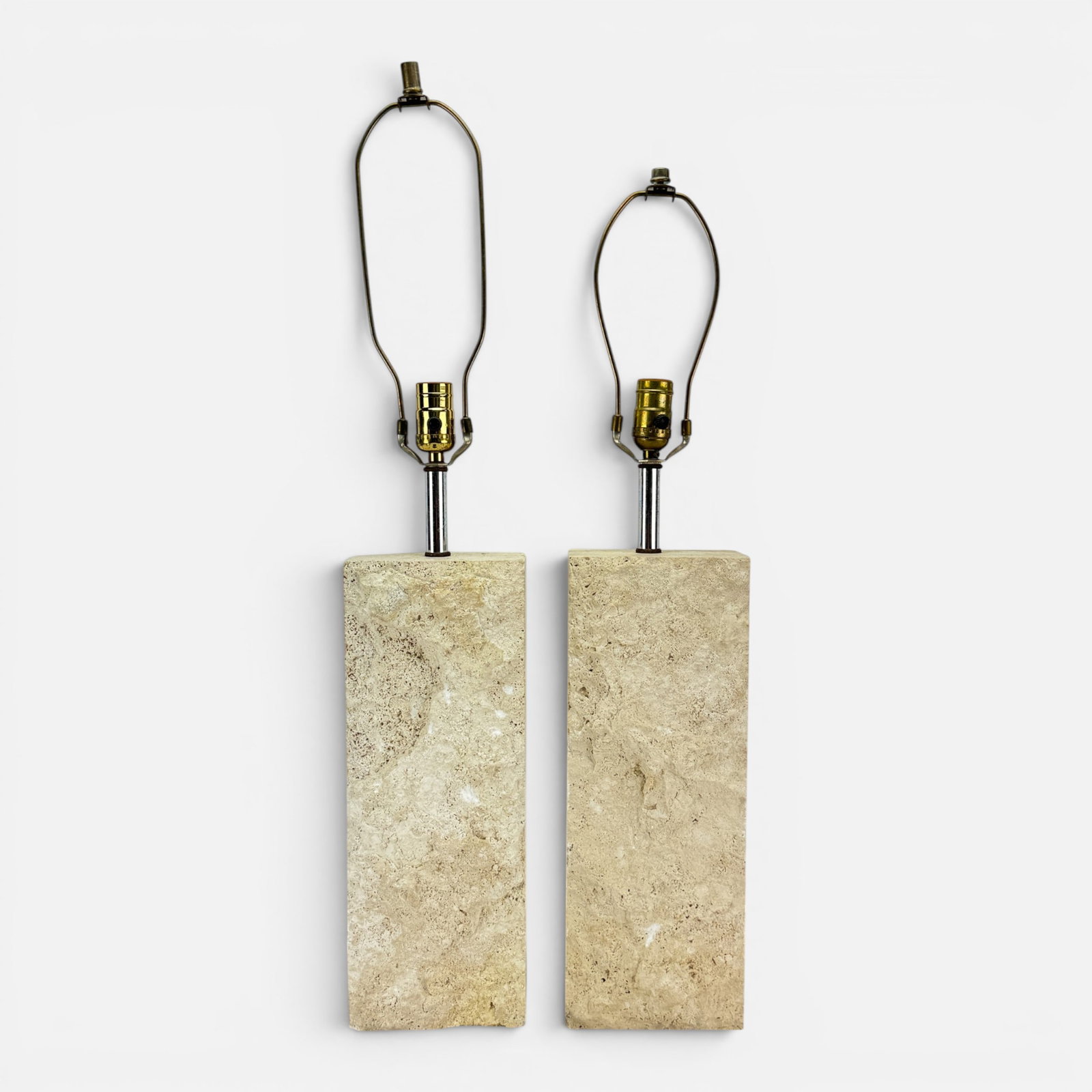 Pair Robert Sonneman Style MCM Travertine Marble Table Lamps: Measurement is to the top of the bulb socket. For shipping, we highly recommend Donald Camden at UPS Store 4608. Alternatively, reach out to one of our preferred shippers listed at the link below or e