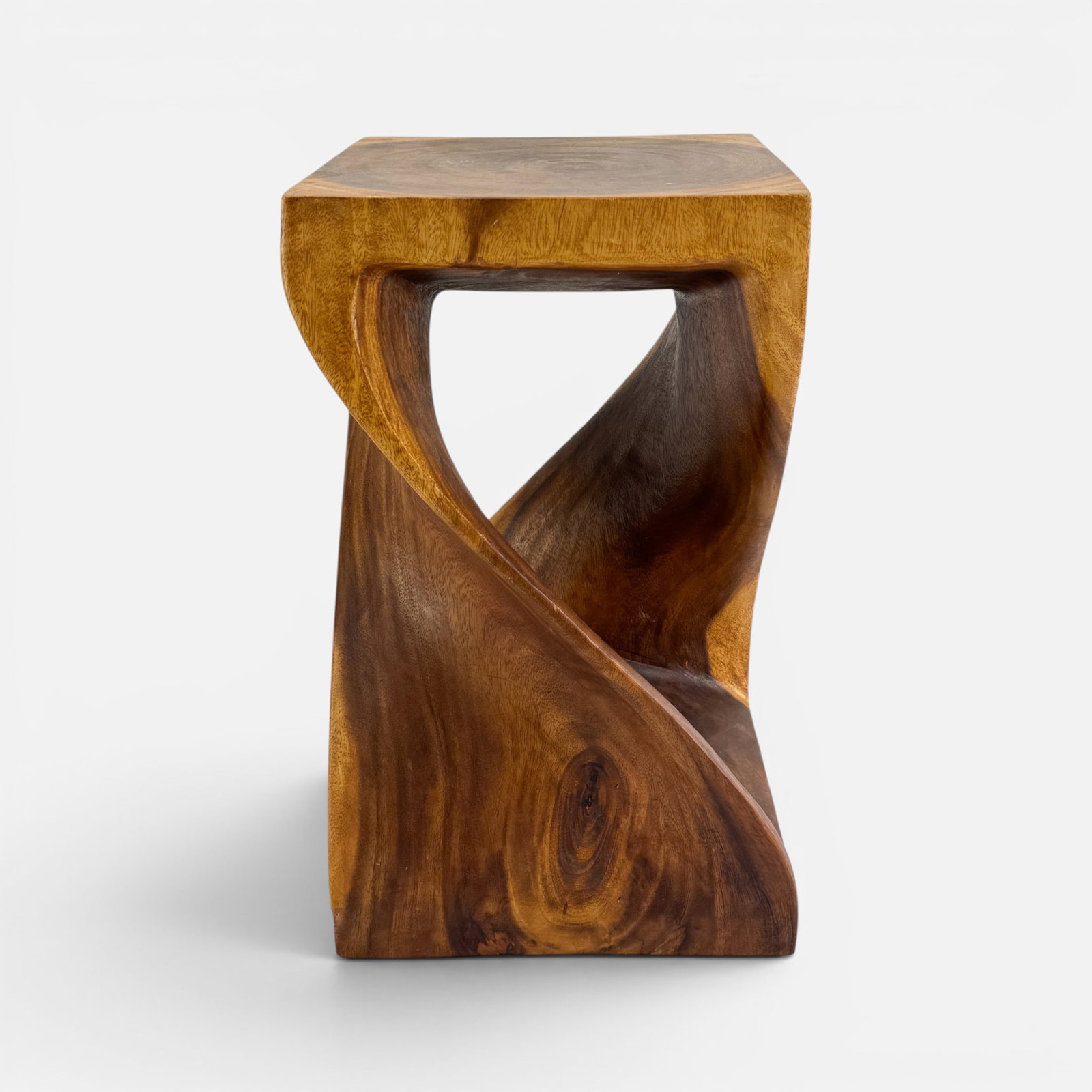 Contemporary Carved Hardwood Stool Plant Stand w/Twist Design (1 of 12)