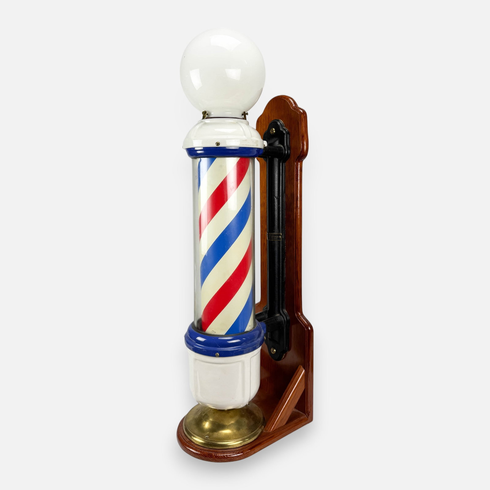 Antique Theo A. Kochs Wall Mounted Wood, Metal and Glass Original Barber Pole: For shipping, we highly recommend Donald Camden at UPS Store 4608. Alternatively, reach out to one of our preferred shippers listed at the link below or elect for LiveShipping in the checkout screen. 