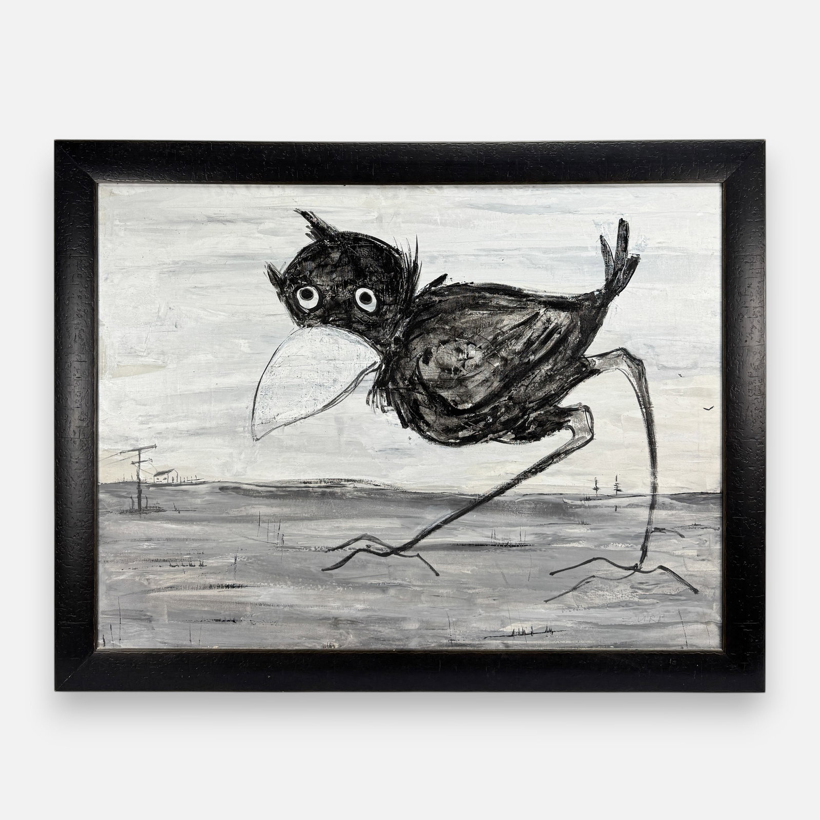 Zura "Crow" Original Acrylic on Canvas Painting: Zura (Georgian-American, b. 1969), Crow, acrylic on canvas. Signed "Zura" lower right. Approx. sight size 26 3/4" x 35 1/4". For shipping, we highly recommend Donald Camden at UPS Store 4608. Alternat