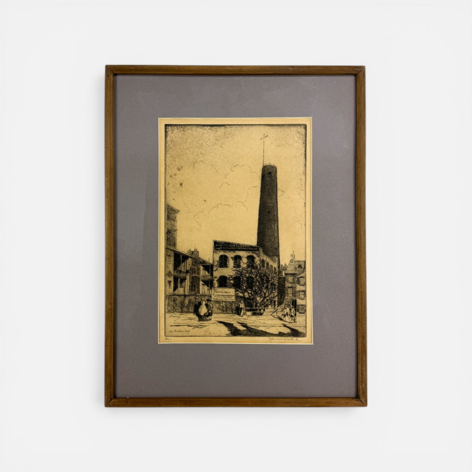 John McGrath "Baltimore American Shot Tower" 1927 Etching Print: For shipping, we highly recommend Donald Camden at UPS Store 4608. Alternatively, reach out to one of our preferred shippers listed at the link below or elect for LiveShipping in the checkout screen. 