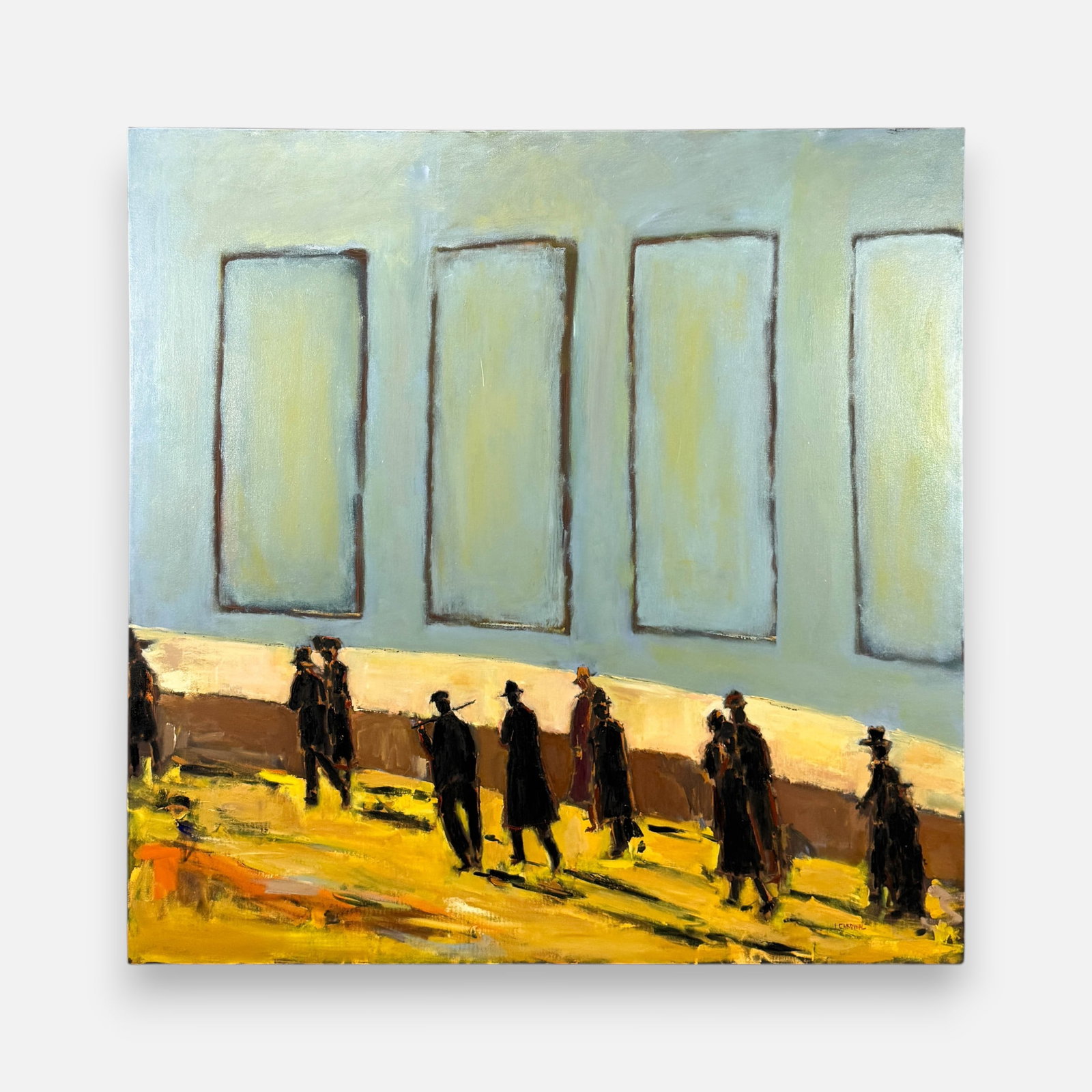 Julian Cardinal Modernist Oil on Canvas Large 60" x 60" Painting: Julian Cardinal (American, b. 1982), oil on canvas, signed "J. Cardinal" lower right. Very good condition as shown. For shipping, we highly recommend Donald Camden at UPS Store 4608. Alternatively, re