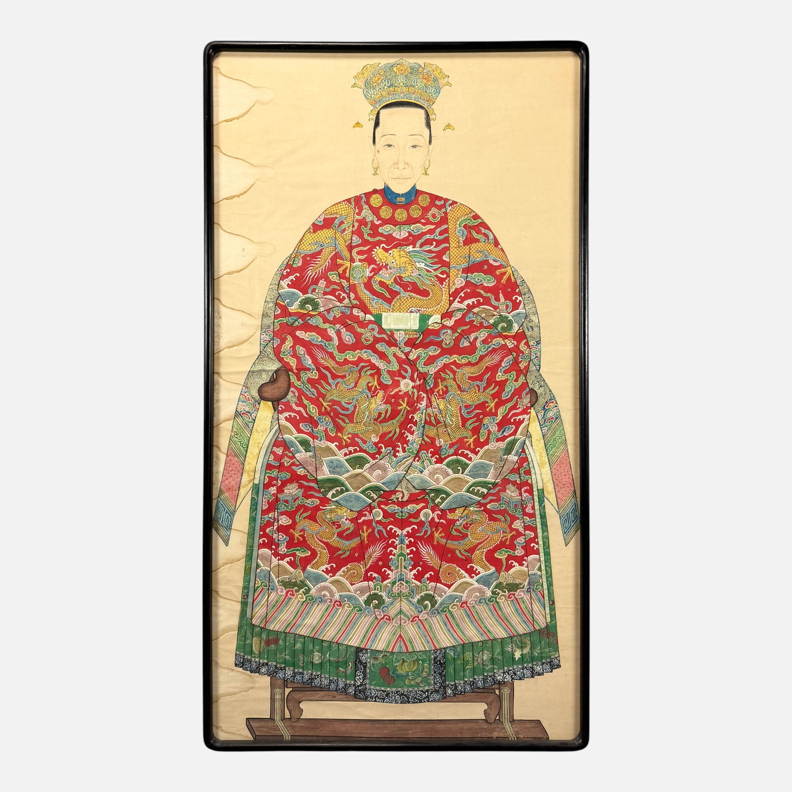 Antique Qing Dynasty Ink & Color Ancestor Large Portrait Painting #1 (1 of 5)