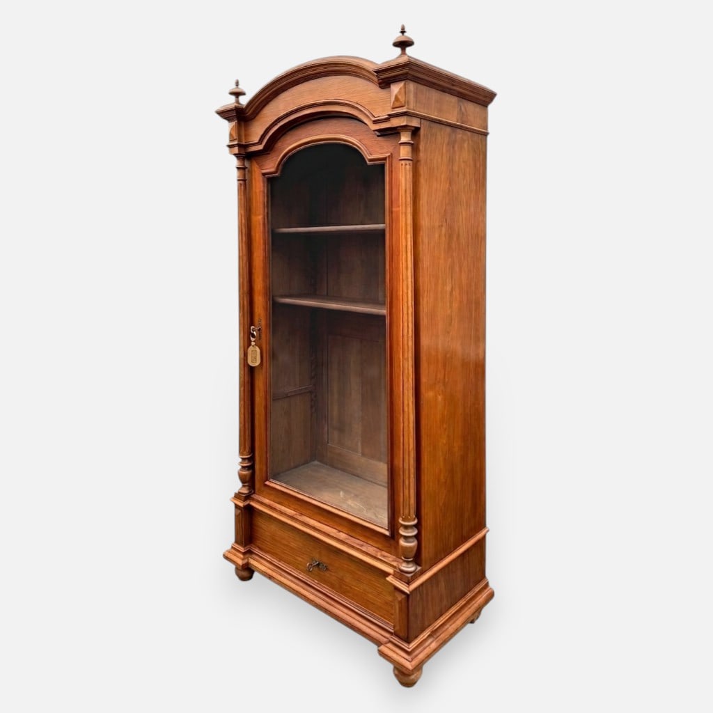 Antique Carved Walnut 1-Door 1-Drawer Storage Cupboard w/Arch Top: For shipping, we highly recommend Donald Camden at UPS Store 4608. Alternatively, reach out to one of our preferred shippers listed at the link below or elect for LiveShipping in the checkout screen. 