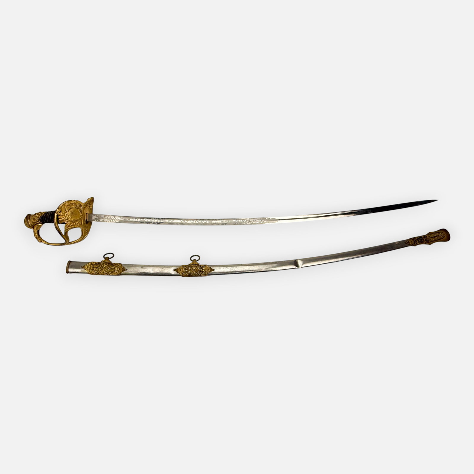 Antique Military Officers Saber Sword & Scabbard #1 (1 of 12)