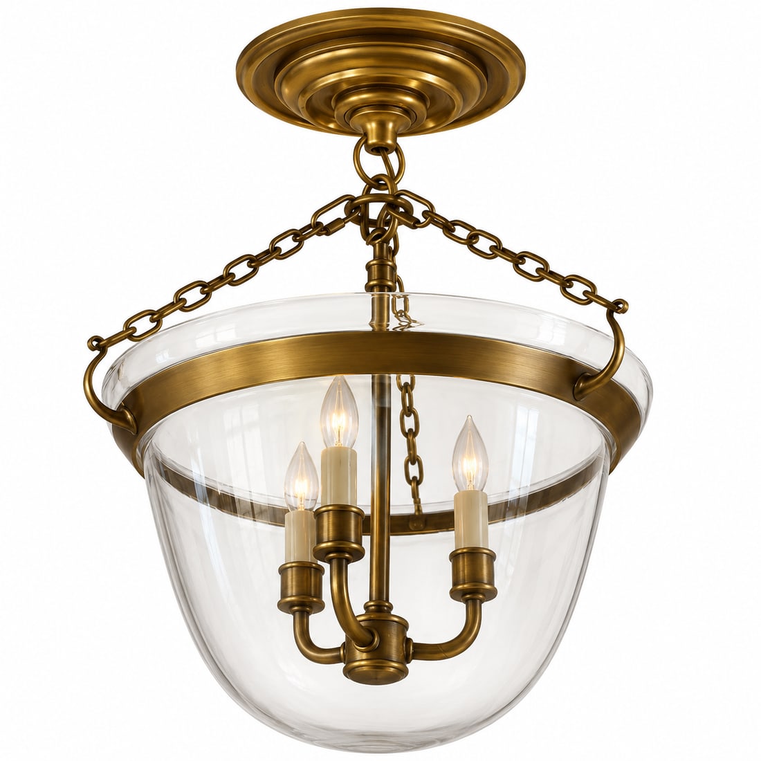 Chapman & Myers 3-Light Semi-Flush Bell Jar Lantern Light Ceiling Fixture: For shipping, we highly recommend Donald Camden at UPS Store 4608. Alternatively, reach out to one of our preferred shippers listed at the link below or elect for LiveShipping in the checkout screen. 