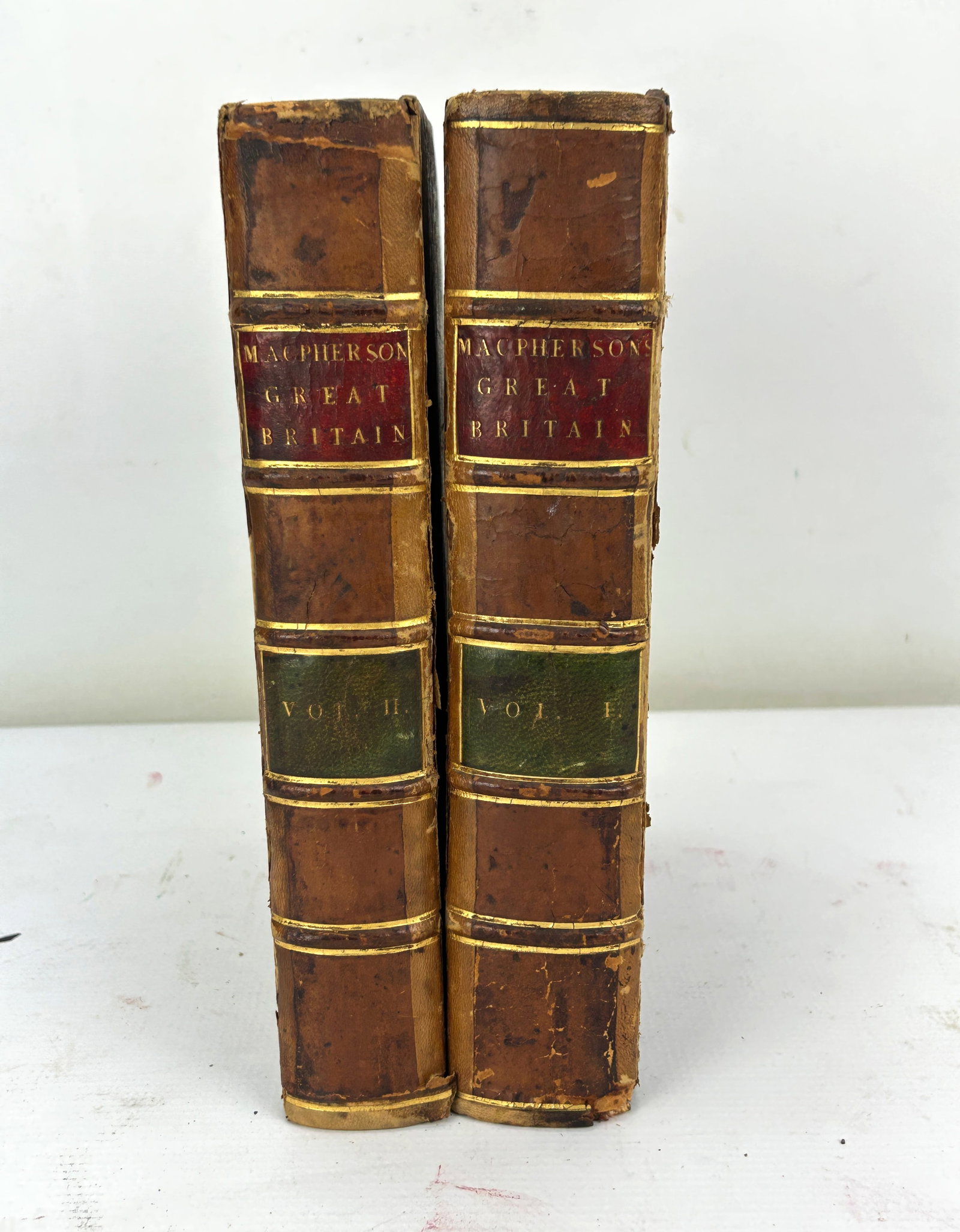 Rare 2nd Edition 1776 Two Volume Set History of Great Britain... By James Macpherson: Full leather raised gilt stamped spine. Cover separation is shown. For shipping, we highly recommend Donald Camden at UPS Store 4608. Alternatively, reach out to one of our preferred shippers listed a