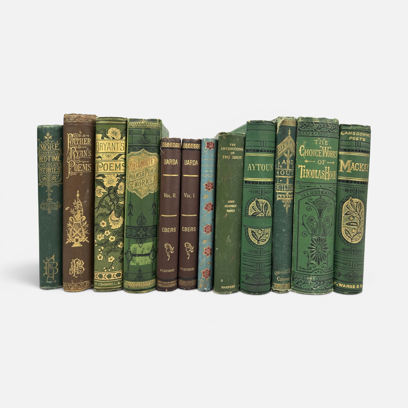 Antique Decorative Bindings: Group of 12 Gilt-Stamped Cloth Books: Condition varies from fair to good, see photos. For shipping, we highly recommend Donald Camden at UPS Store 4608. Alternatively, reach out to one of our preferred shippers listed at the link below or