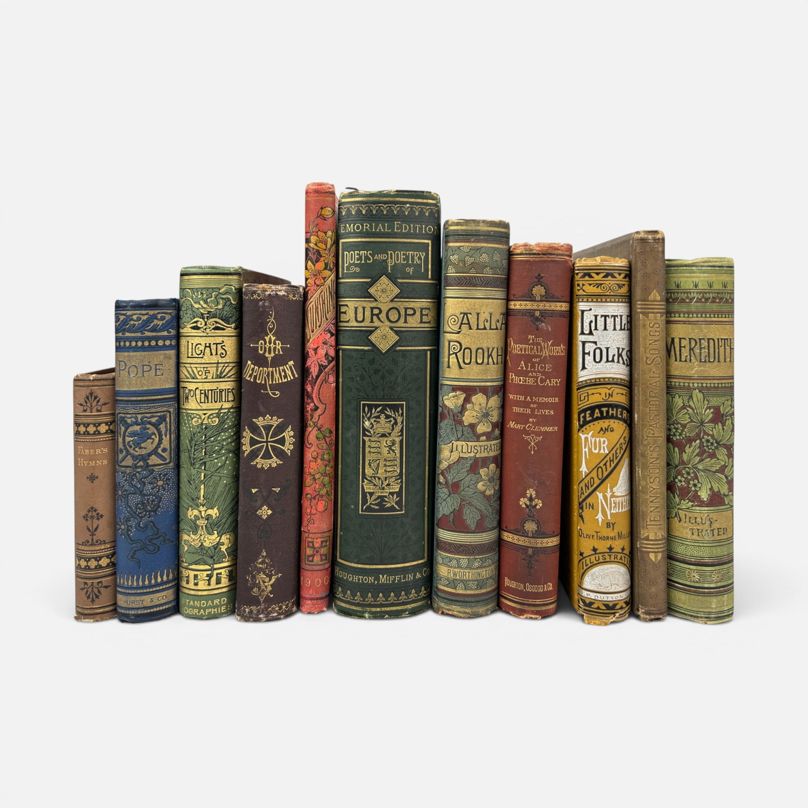 Antique Decorative Bindings: Group of 11 Gilt-Stamped Cloth Books (1 of 15)