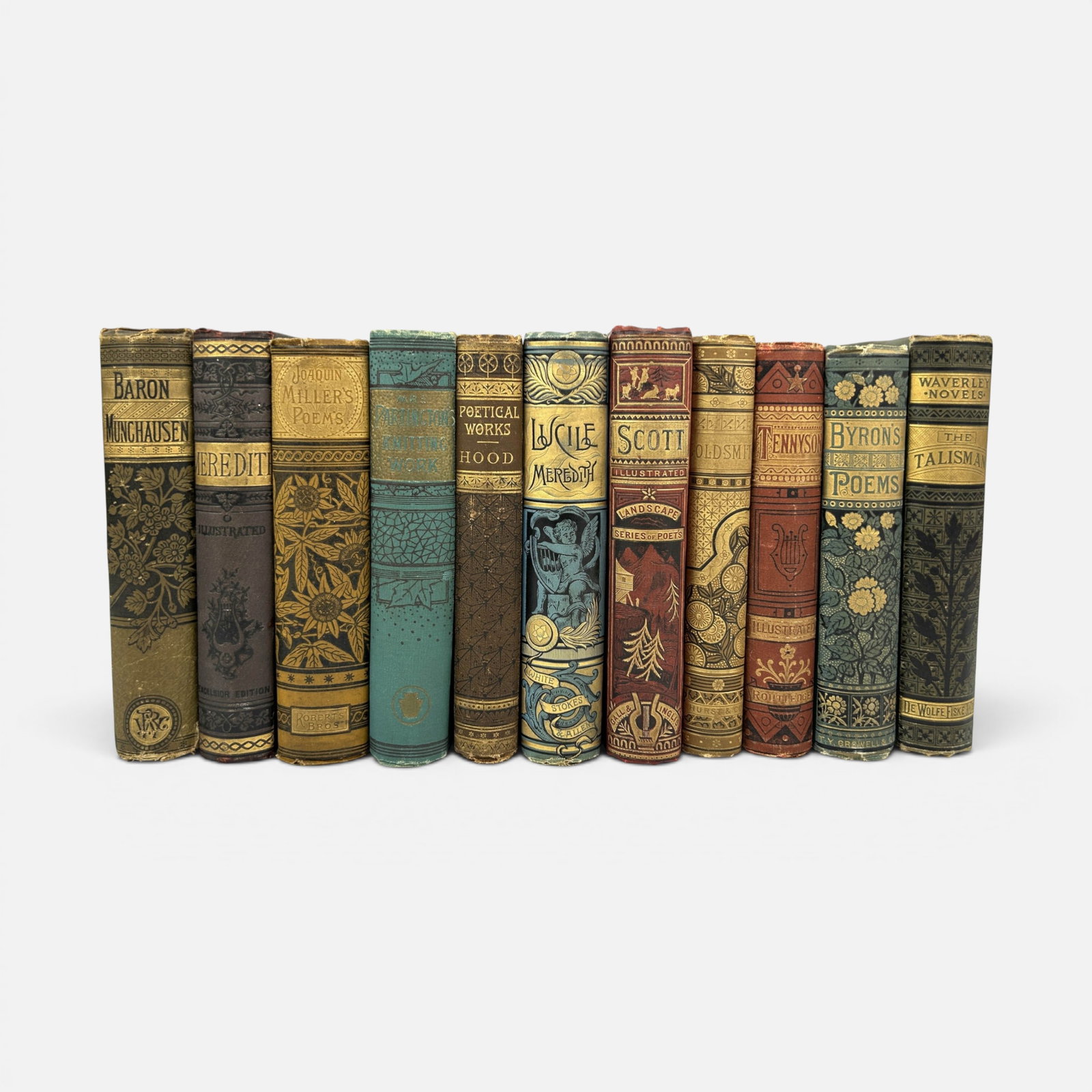 Antique Decorative Bindings: Group of 11 Gilt-Stamped Cloth Books (1 of 14)
