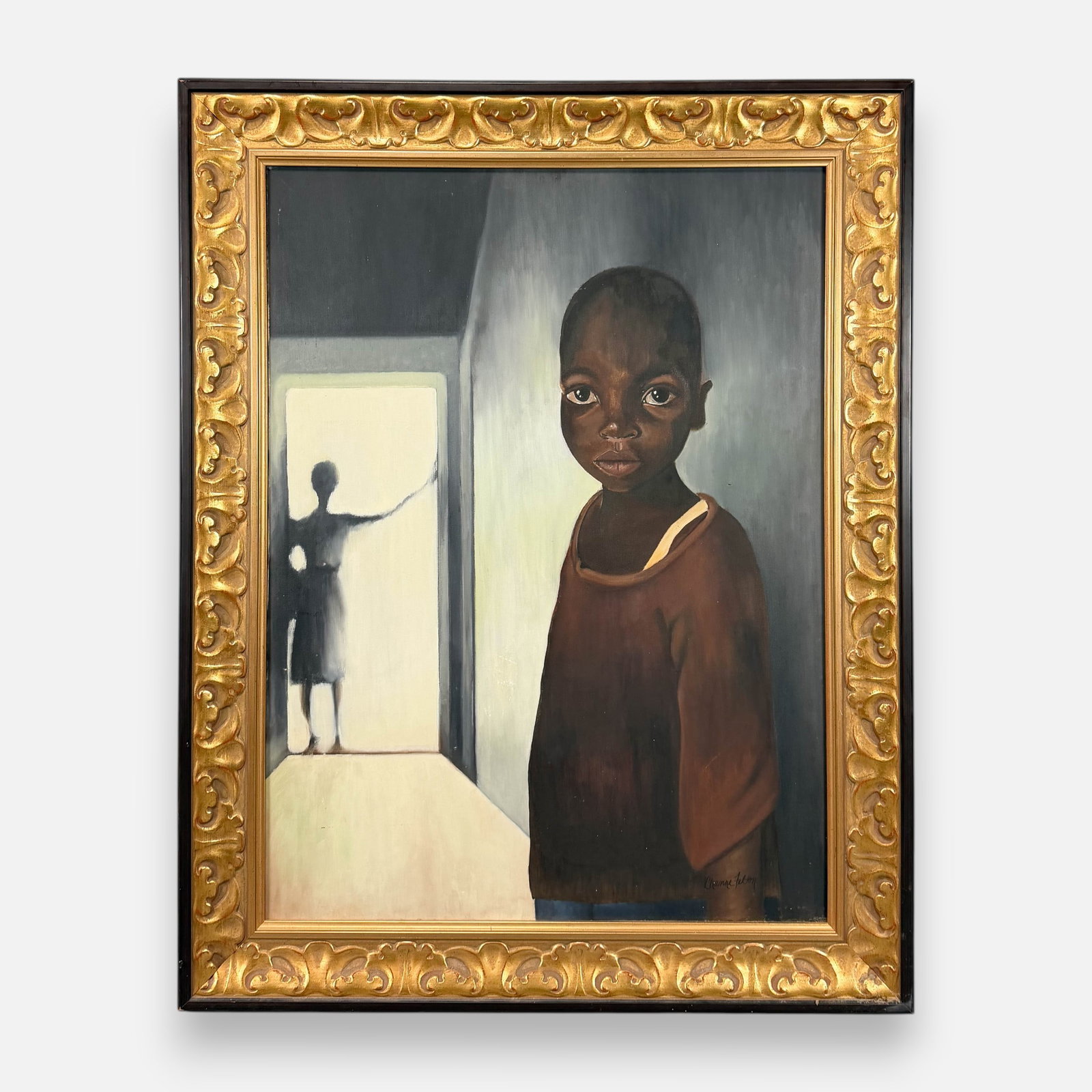 Channe Felton 1973 Large Oil on Canvas Painting New Orleans: Signed lower right and verso. Good age-appropriate condition, with some minor spots of discoloration, very minor scuffs. Approx. sight size 39 3/4" x 29". For shipping, we highly recommend Donald Camd