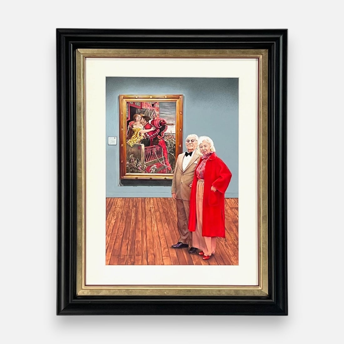 Wendy Donahoe "Bob and Vy" Colored Pencil Drawing on Drafting Film: Music: "Dances of the Knights" Approx. sight size 14" x 10". Framed, matted, and sealed. Description by the Artist: The painting entitled "Romeo and Juliet" by English artist, Ford Madox Brown, on vie
