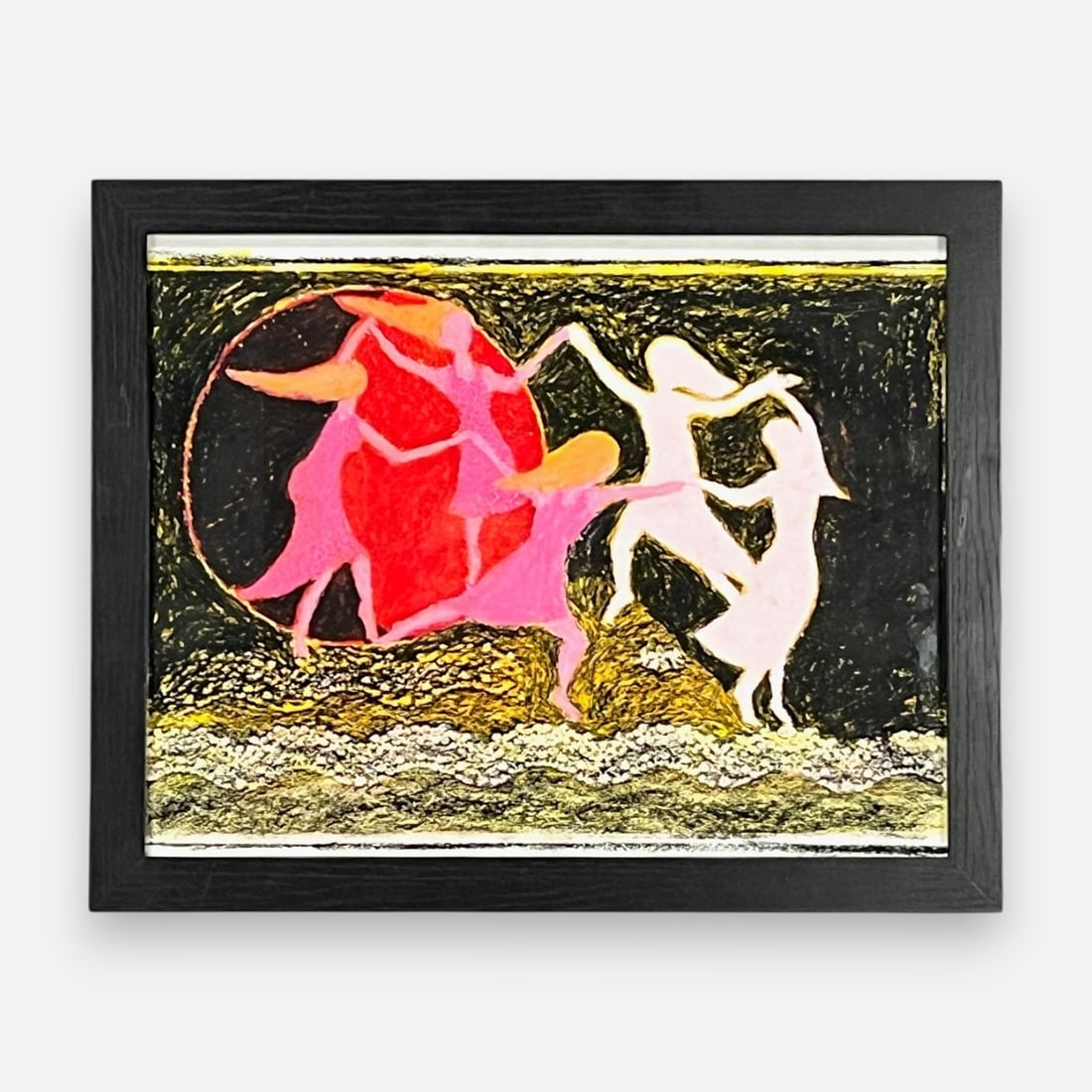 Heidi O. Vatanka "Dancers II" Monotype and Oil Pastel: Music: "Dances of the Knights". Approx. sight size 10 1/2" x 13 1/2". Framed and sealed. Ararity Auctions is proud to partner with Del Ray Artisans, the Symphony Orchestra of Northern Virginia (SONOVA