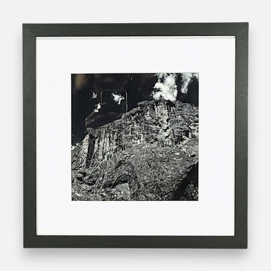 Christian Melgar "Rocky View" Photography: Music: Grand Canyon Suite. Approx. sight size 7 1/2" x 7 1/2". Framed, matted, and sealed. Description by the Artist: This is a massive and old rock that feels like a heavy, permanent fixture that has