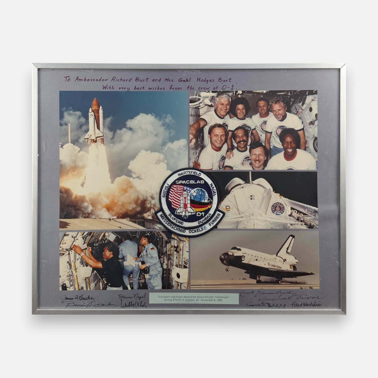 1985 Spacelab D-1 Crew Patch & Photographs Framed Collage w/Signatures (1 of 8)