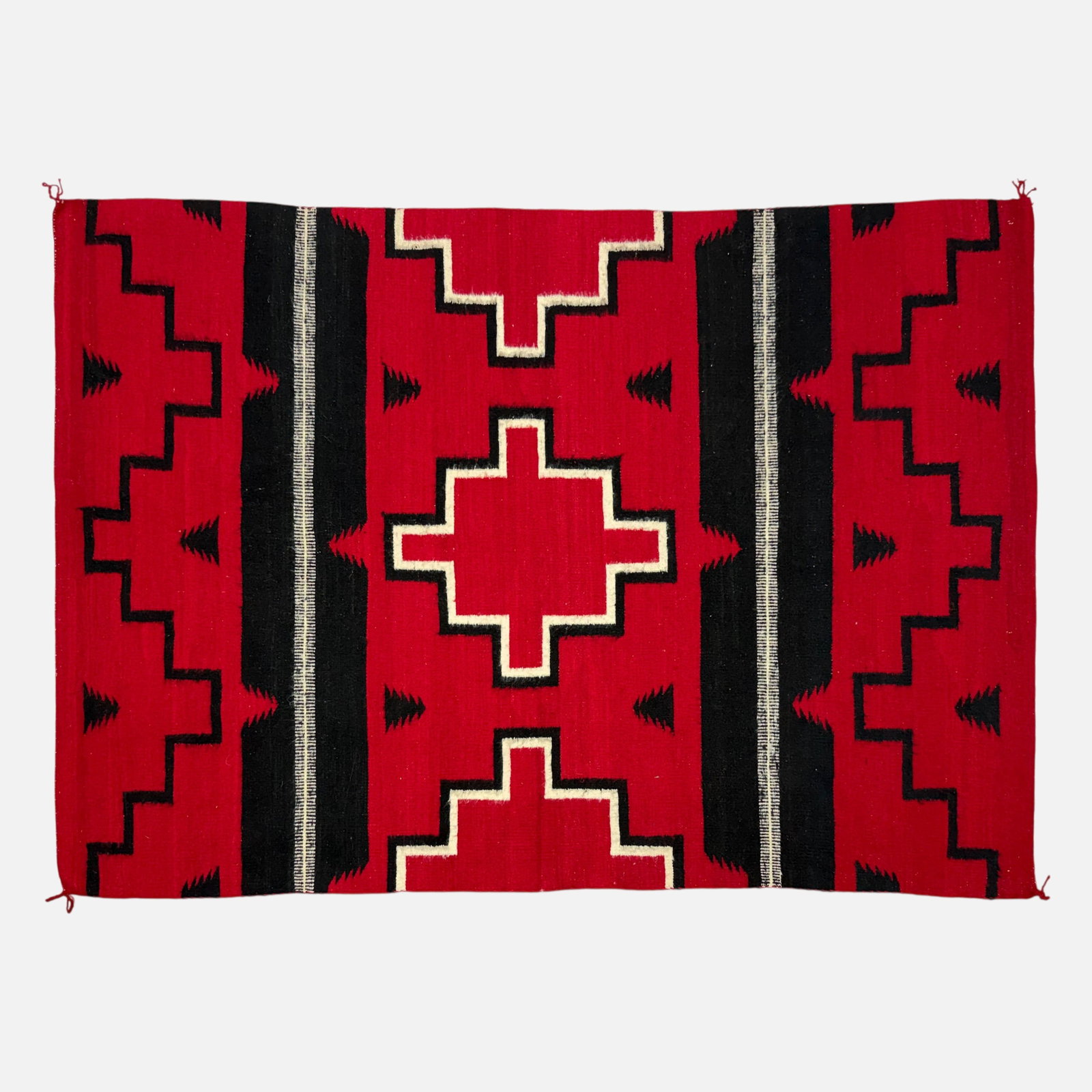 Late Classic Style Navajo Wool Blanket Hubbell Weaving Red White and Black (1 of 8)