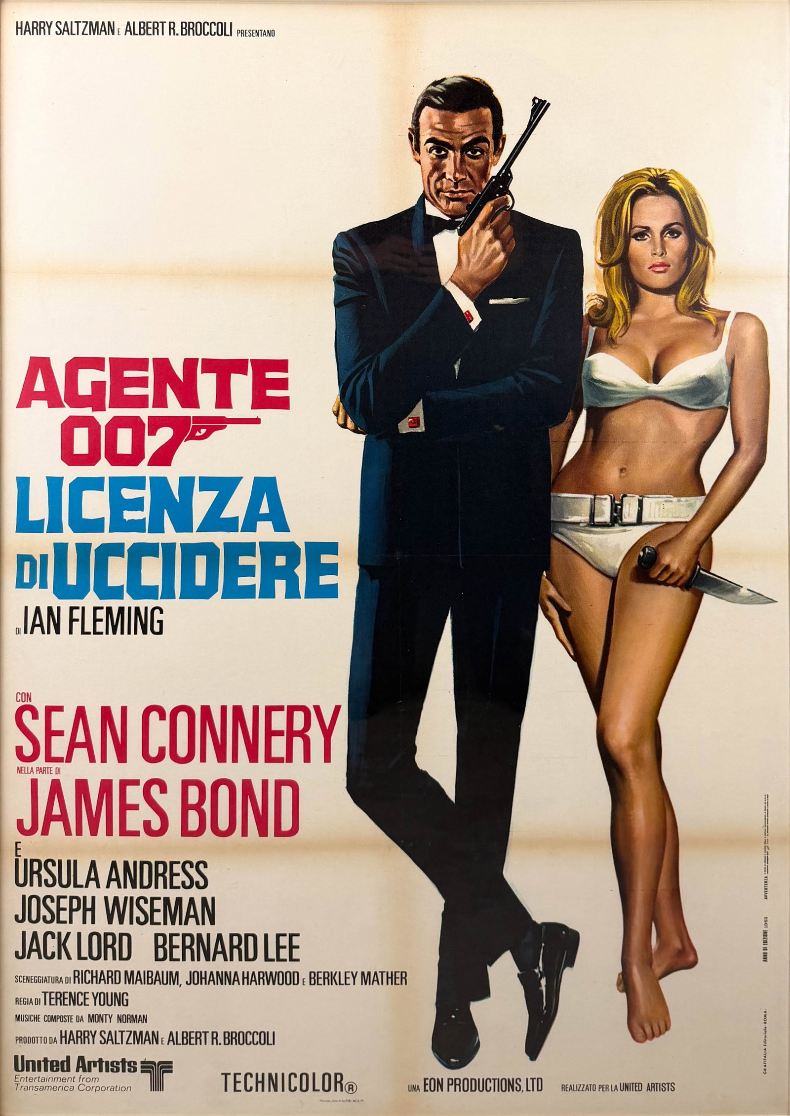 James Bond "Dr. No (Agente 007 Licenza di Uccidere)" Italian Movie Poster (1 of 8)