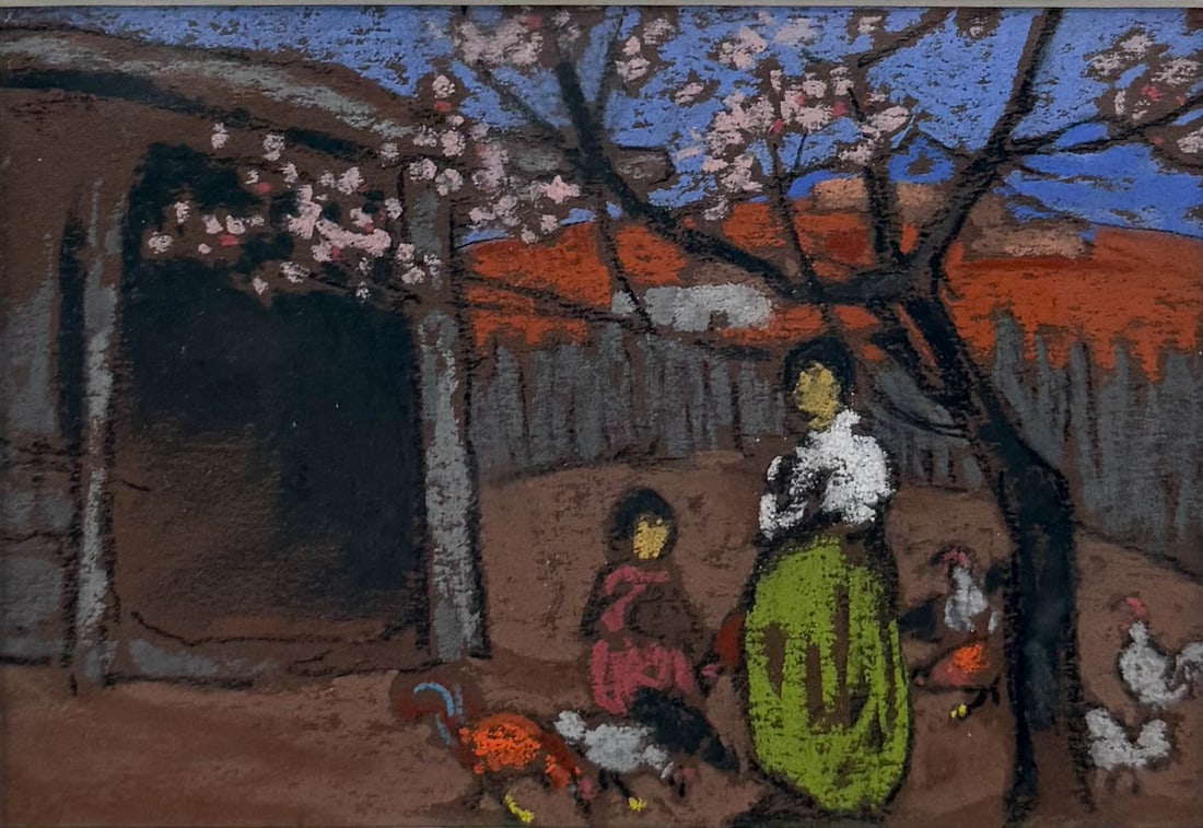 William Penhallow Henderson "Peach Tree" Pastel Impressionist Painting/Drawing on Paper (1 of 5)
