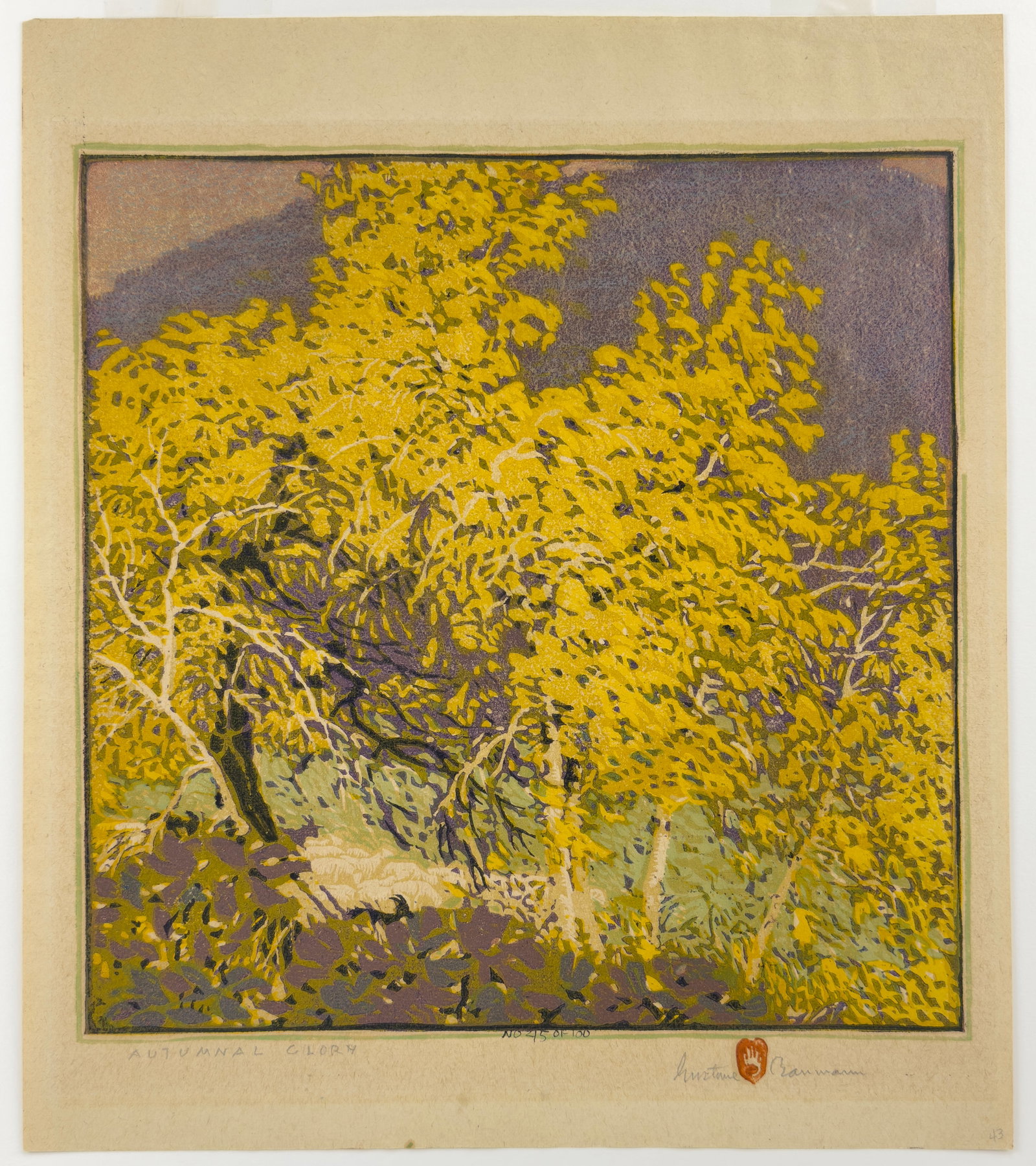 Gustave Baumann "Autumnal Glory" Woodblock Print #45/100 Arts & Crafts Framed - 13