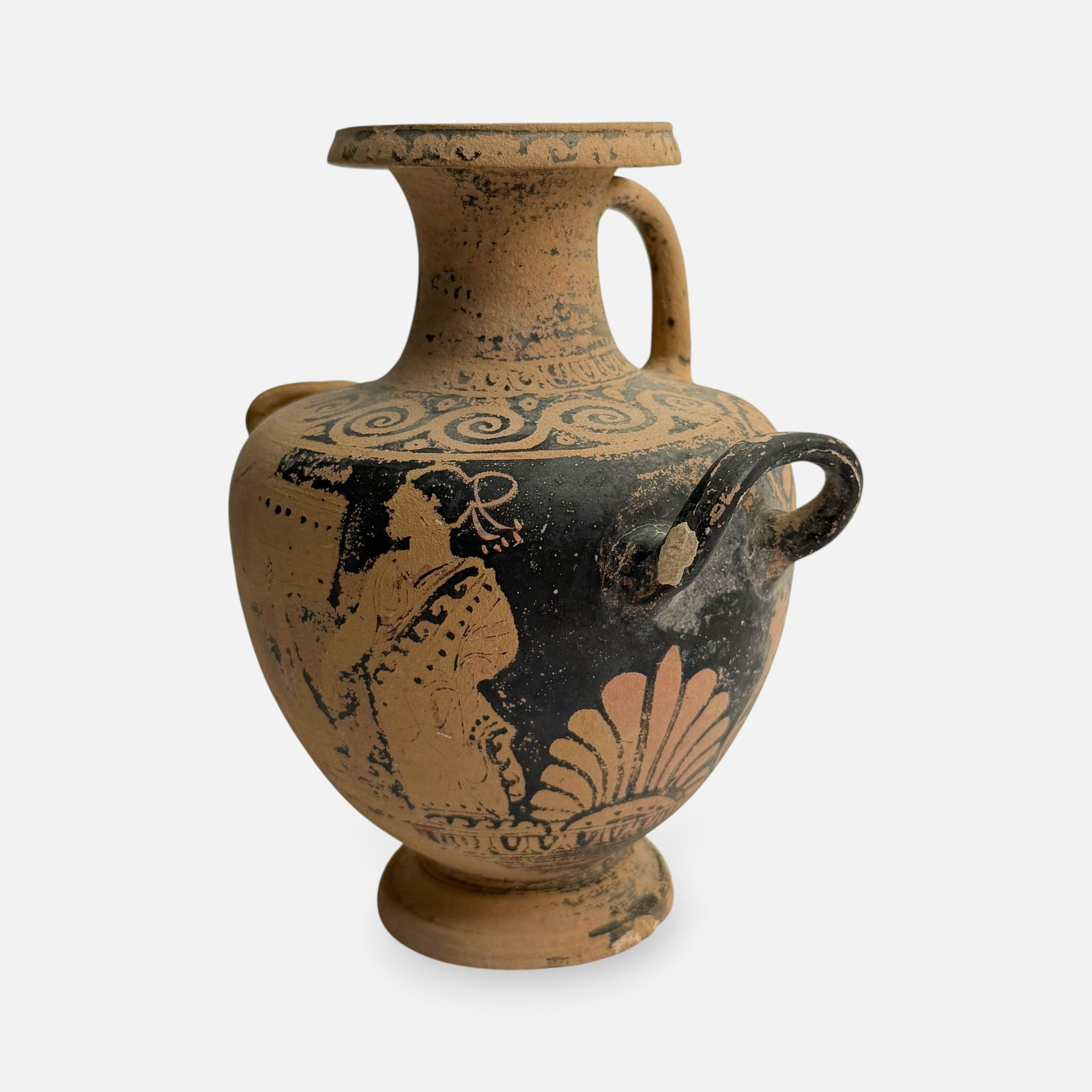 Ancient Greek w/Figures Terra Cotta Pottery Vessel: For shipping, we highly recommend Donald Camden at UPS Store 4608. Alternatively, reach out to one of our preferred shippers listed at the link below or elect for LiveShipping in the checkout screen. 