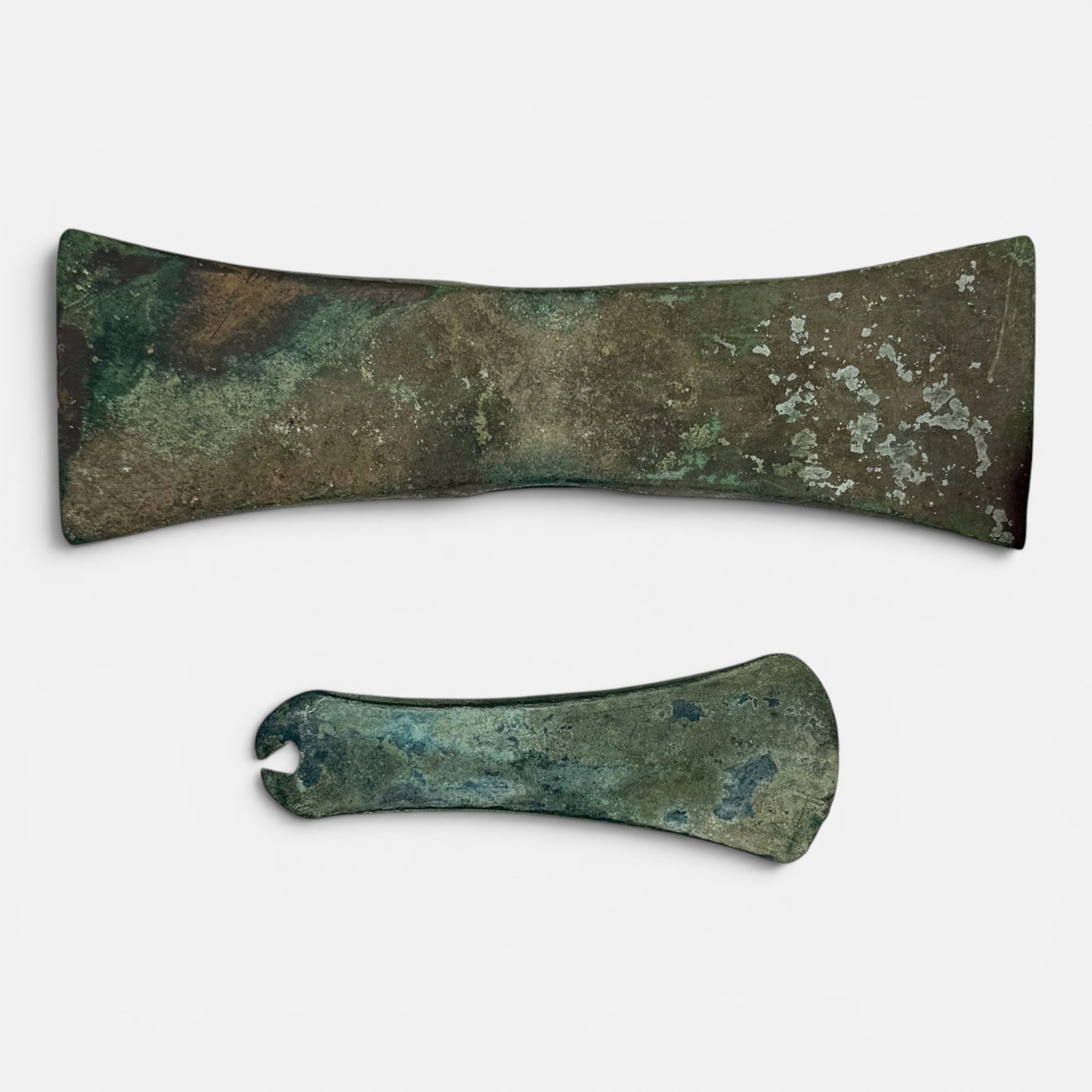 Ancient Minoan Bronze Double Axe Head & Bronze Age Flanged Axe: Ca. 1400–1050 BC. Measurement is for the larger one. For shipping, we highly recommend Donald Camden at UPS Store 4608. Alternatively, reach out to one of our preferred shippers listed at the link b