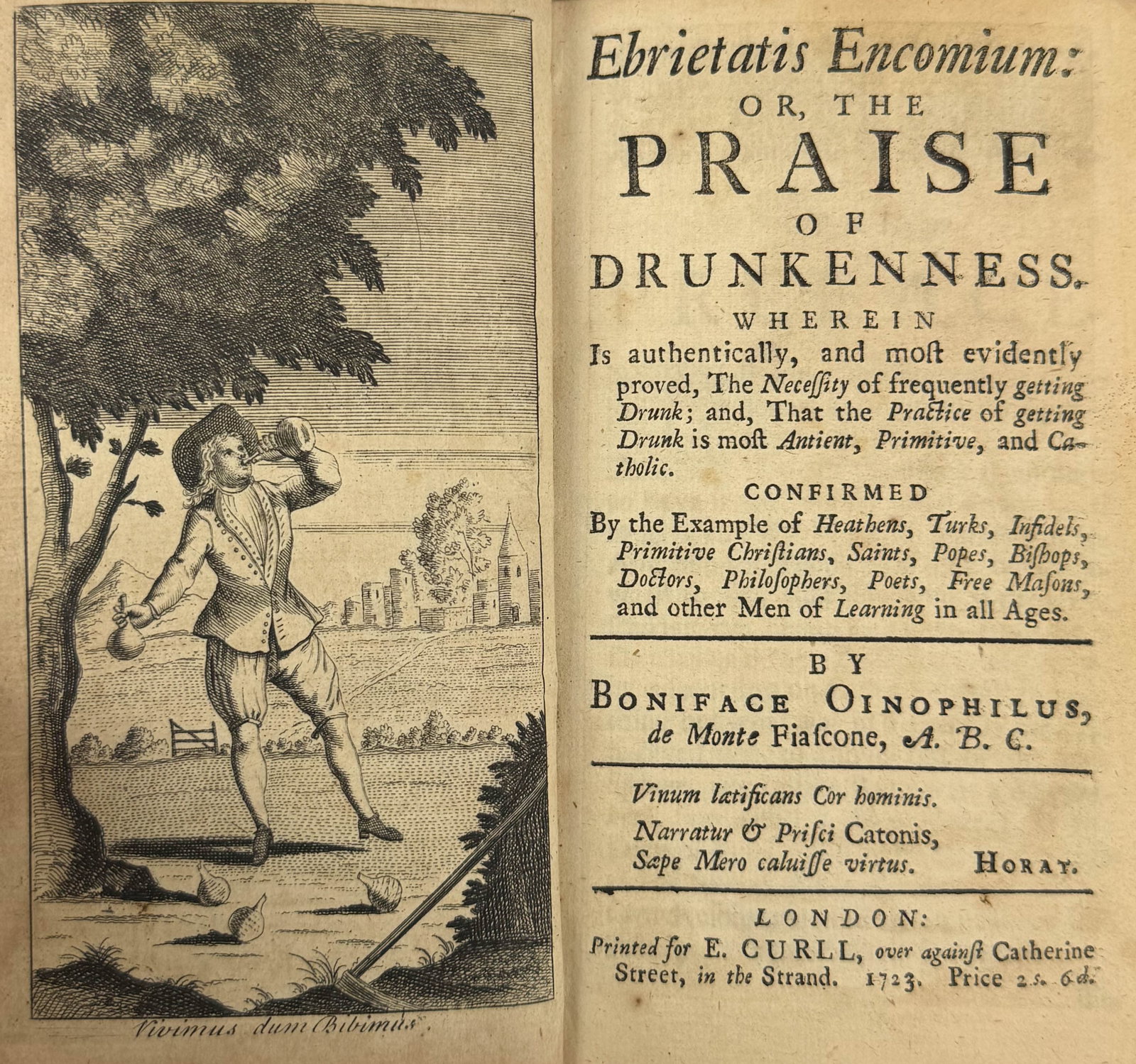 Boniface Pinophilus "Ebrietatis Encomium: or The Praise of Drunkenness..." Antique 18thC Book (1 of 14)